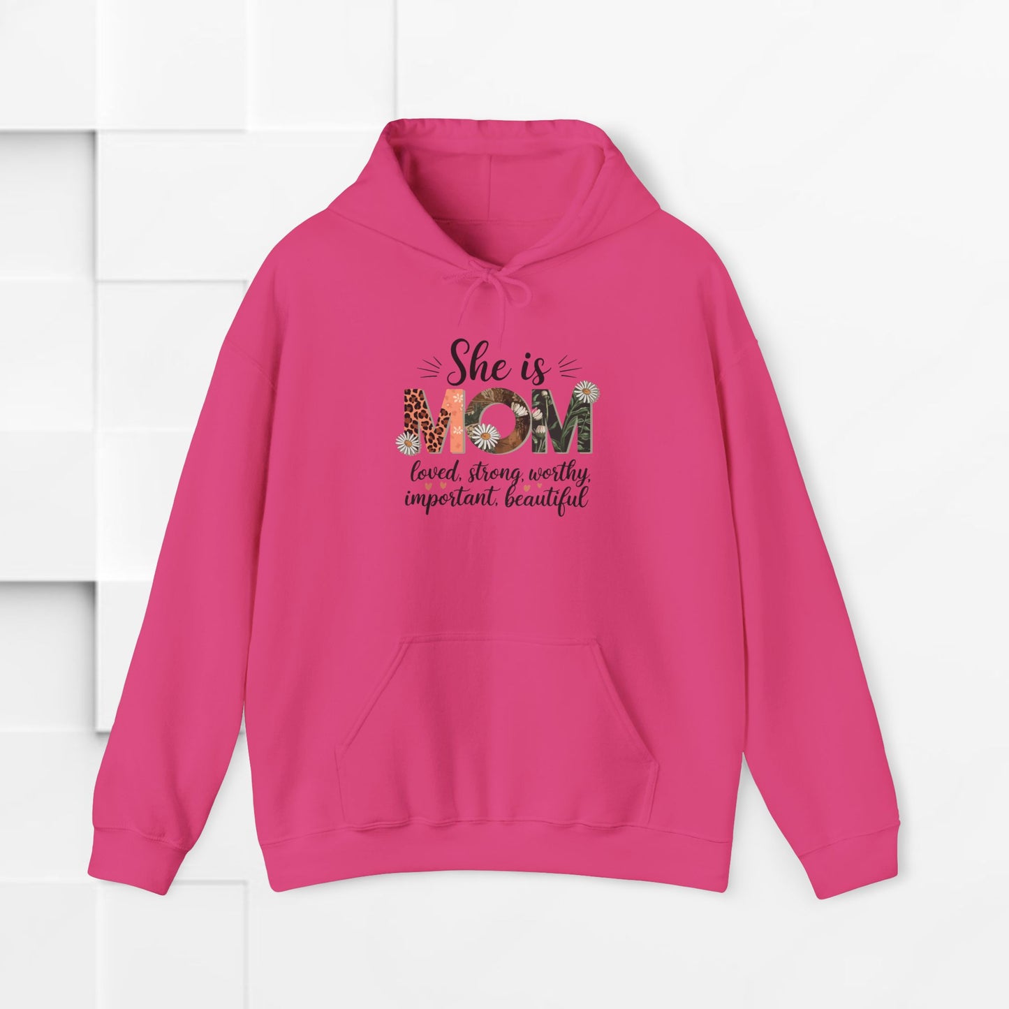 She is MOM Hooded Sweatshirt - Soft, Warm & Inspirational Gift for Mother's Day