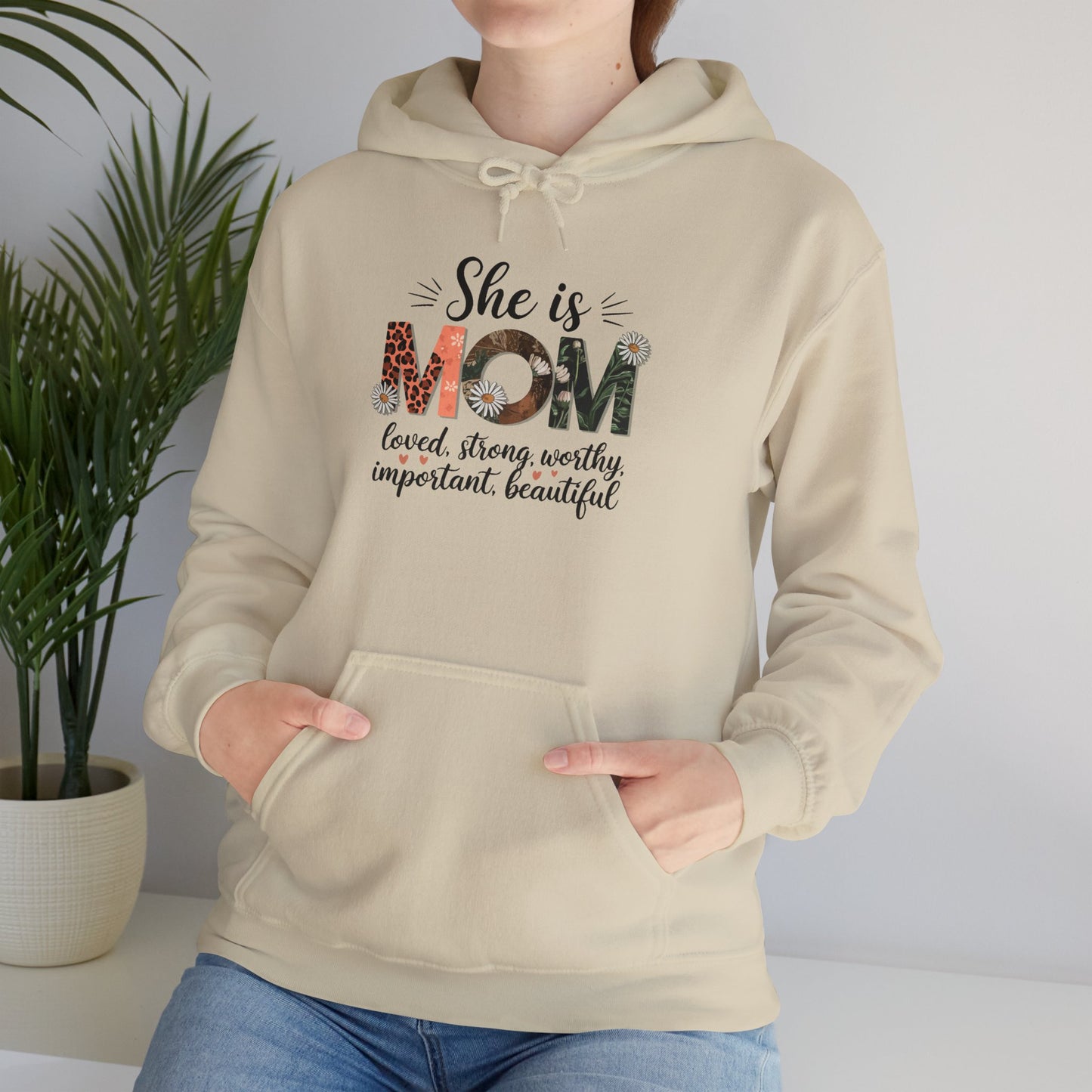 She is MOM Hooded Sweatshirt - Soft, Warm & Inspirational Gift for Mother's Day