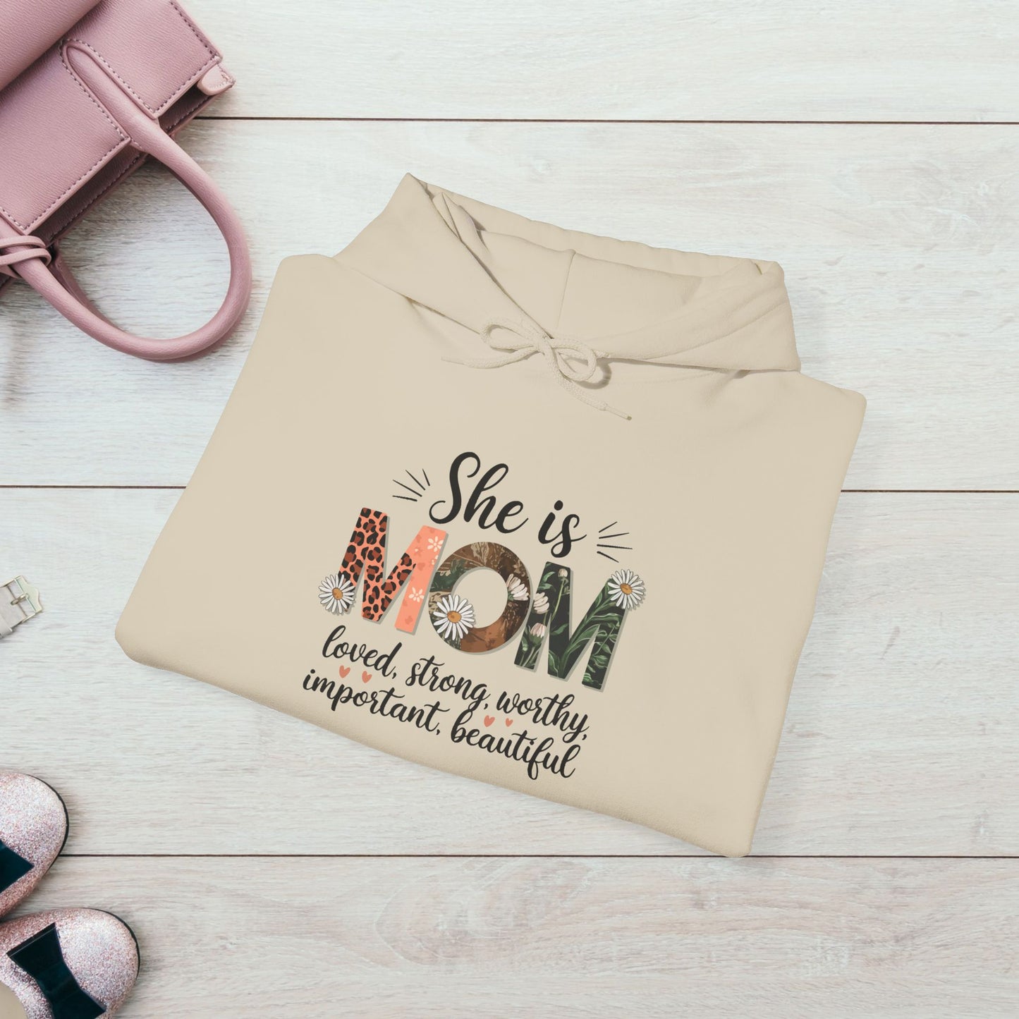 She is MOM Hooded Sweatshirt - Soft, Warm & Inspirational Gift for Mother's Day