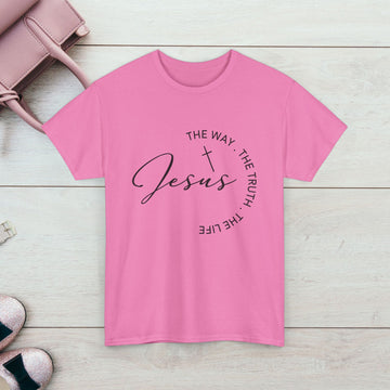 Faith-Inspired Unisex Heavy Cotton Tee - 'The Way, The Truth, The Life' - GULLYDESIGN
