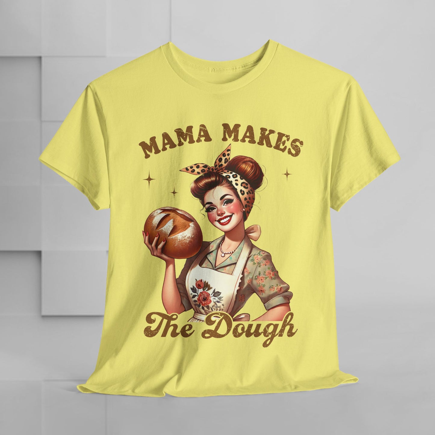 Funny Baking T-Shirt | "Mama Makes The Dough" Unisex Heavy Cotton Tee | Perfect Gift for Moms & Bakers