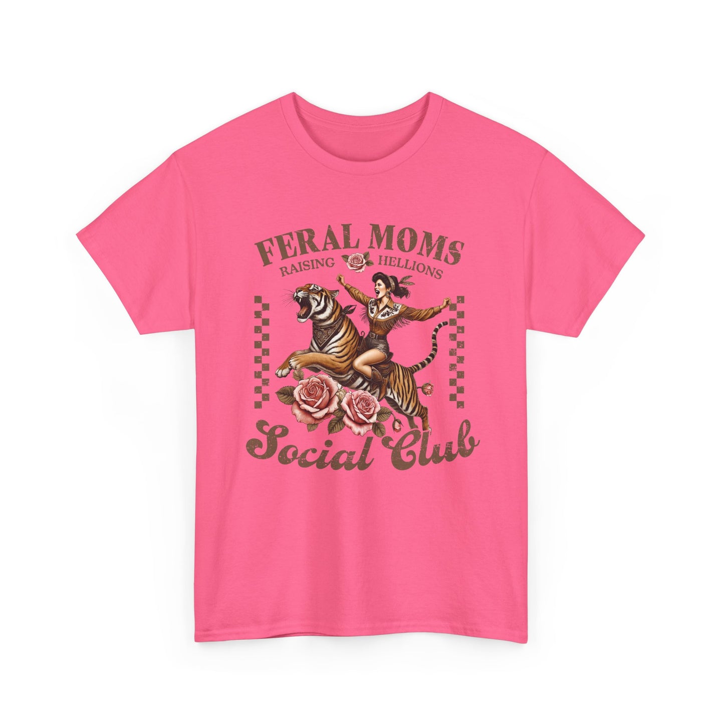 Feral Moms Social Club Tee - Unisex Heavy Cotton T-Shirt for Fun & Rebellious Moms