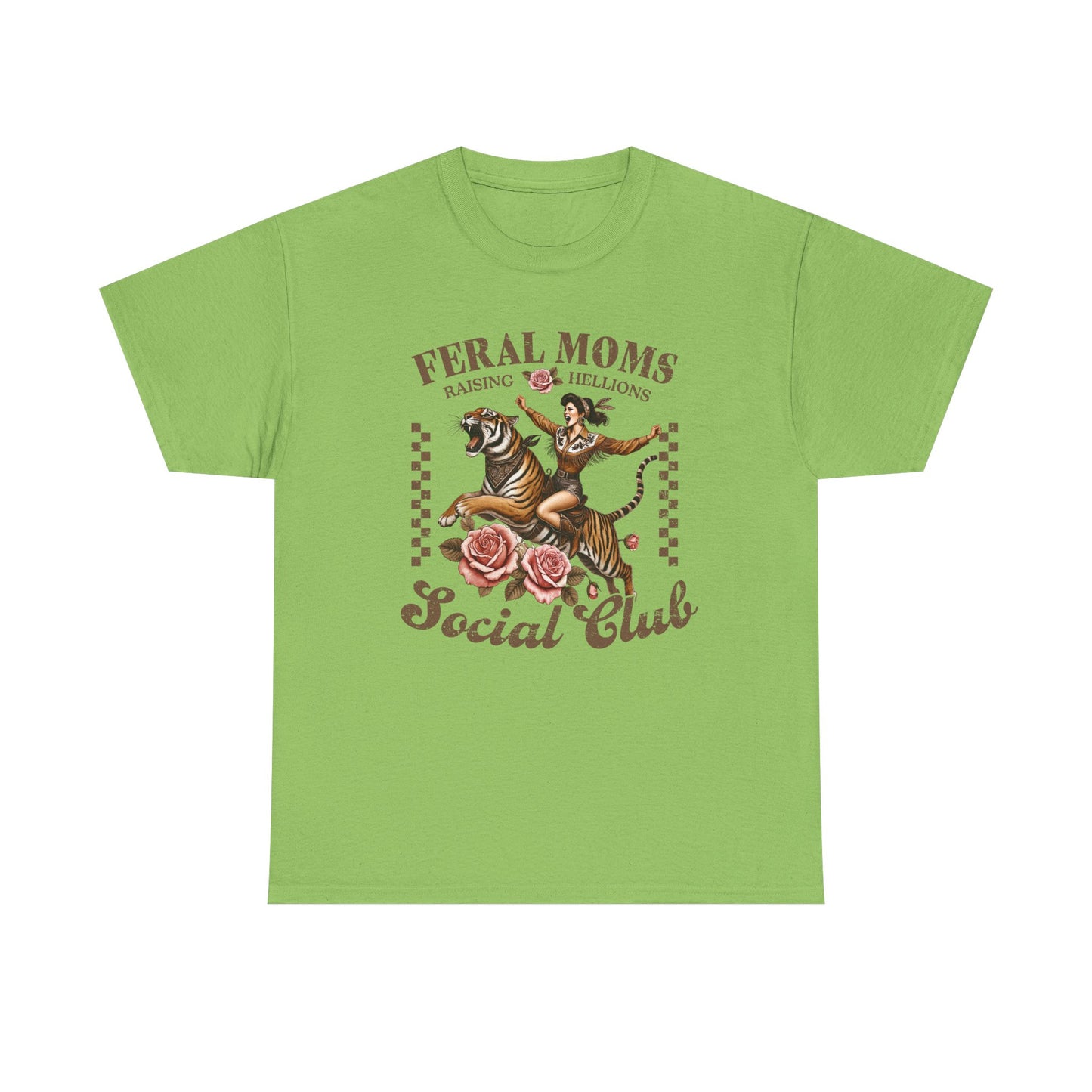 Feral Moms Social Club Tee - Unisex Heavy Cotton T-Shirt for Fun & Rebellious Moms