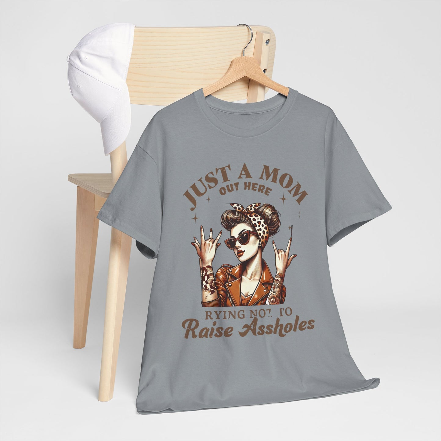 Just a Mom Heavy Cotton Tee - Funny Mom Shirt