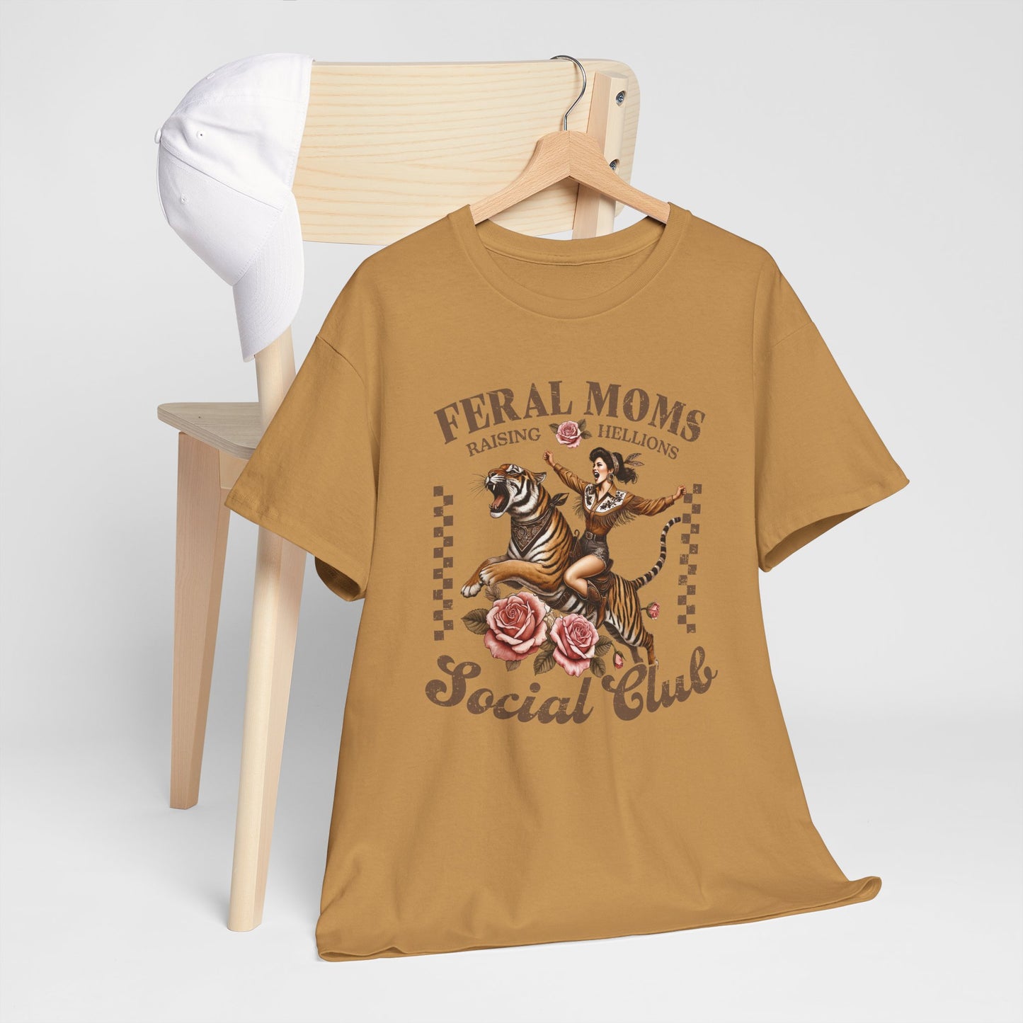 Feral Moms Social Club Tee - Unisex Heavy Cotton T-Shirt for Fun & Rebellious Moms