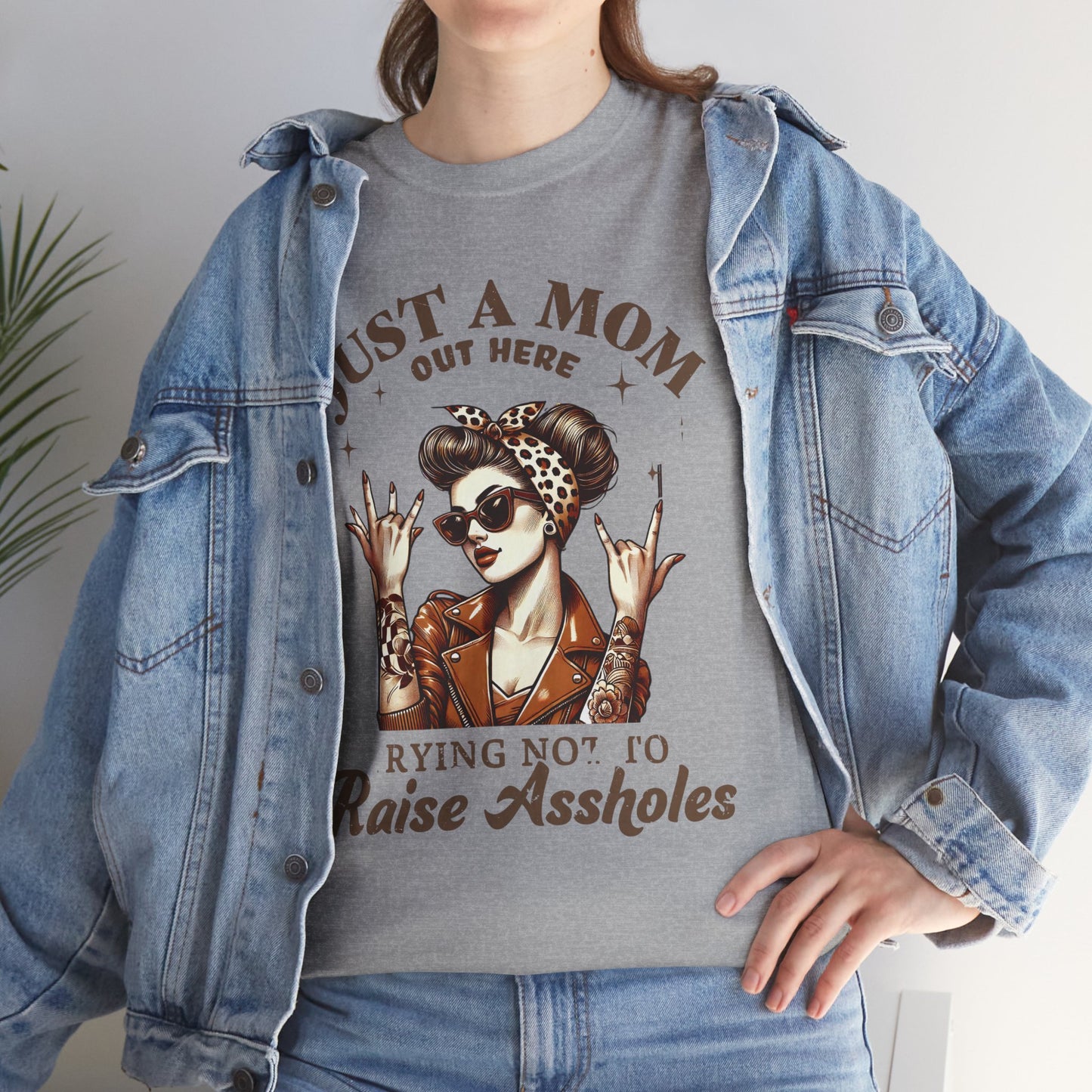Just a Mom Heavy Cotton Tee - Funny Mom Shirt