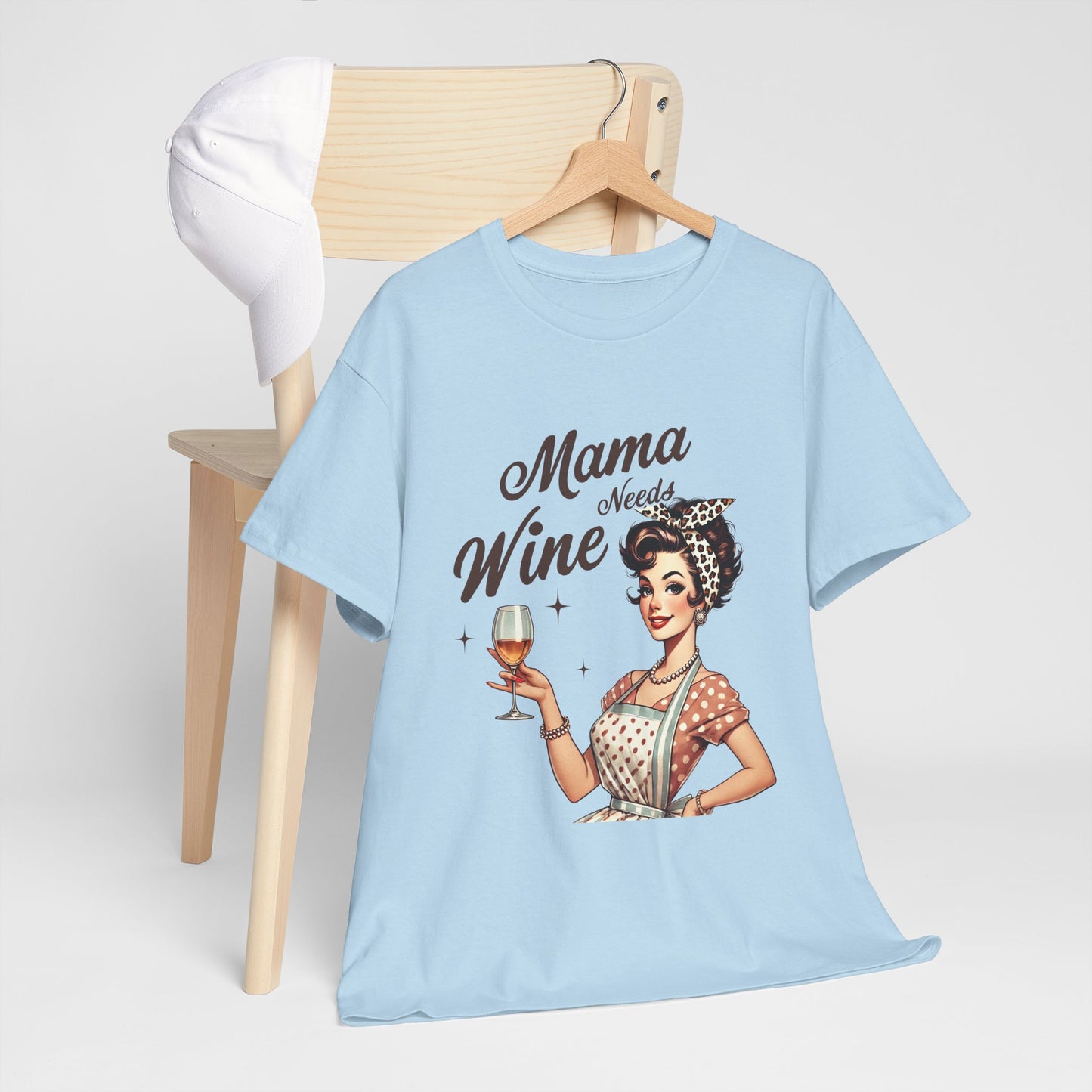 Mama Needs Wine Unisex Heavy Cotton Tee - Fun and Playful Gift for Wine Lovers