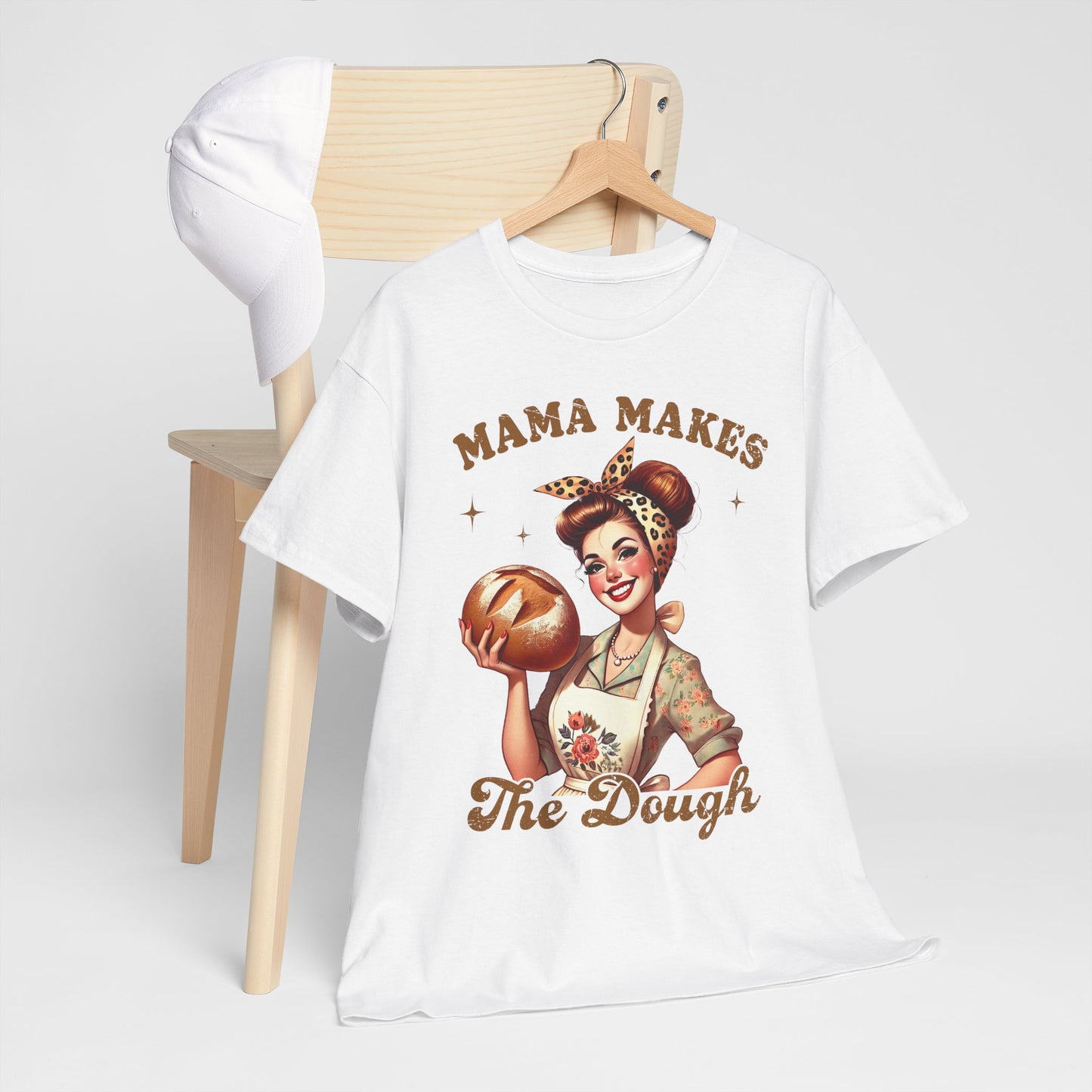 Funny Baking T-Shirt | "Mama Makes The Dough" Unisex Heavy Cotton Tee | Perfect Gift for Moms & Bakers