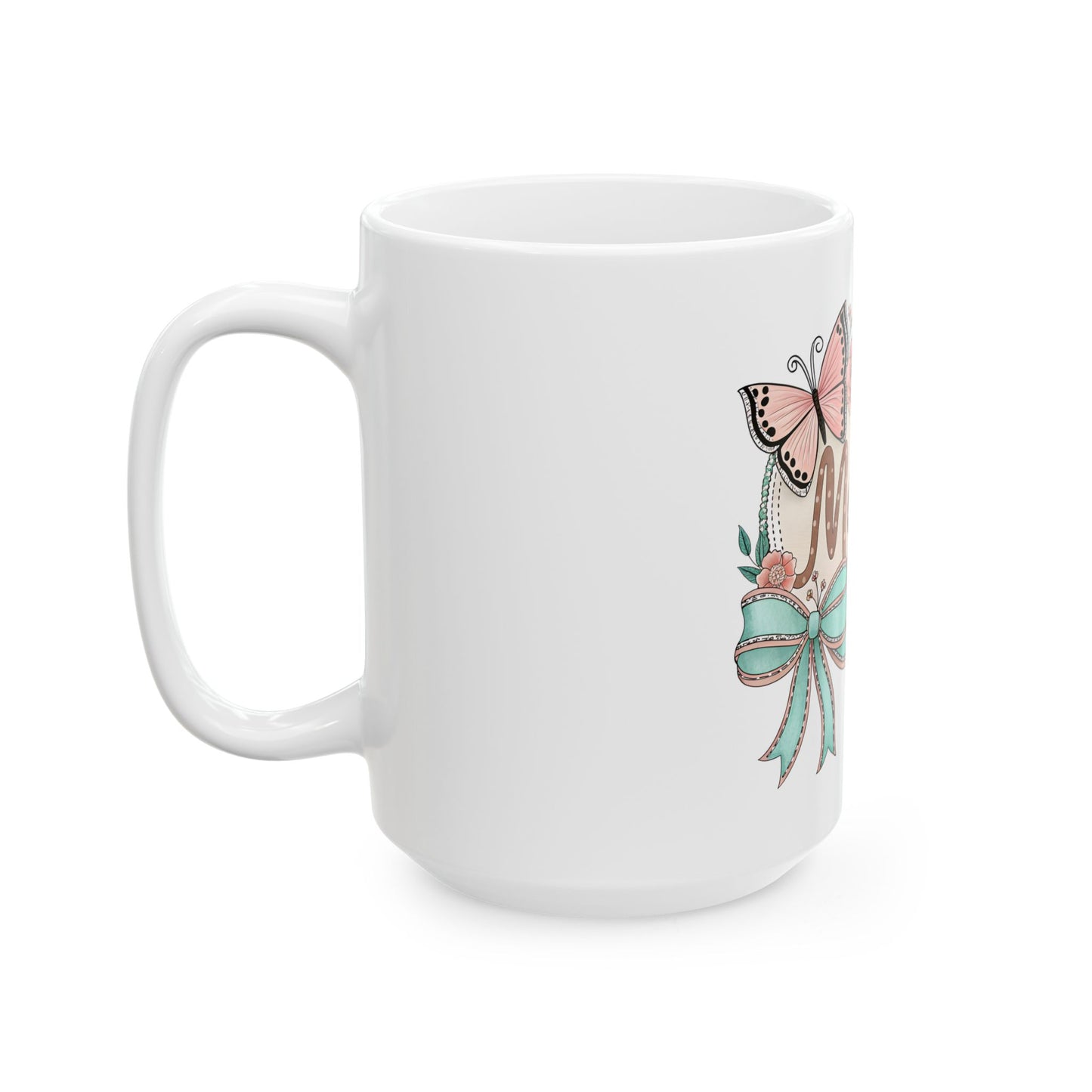 Floral Butterfly Mug for Mama - 11oz & 15oz Ceramic Coffee Cup