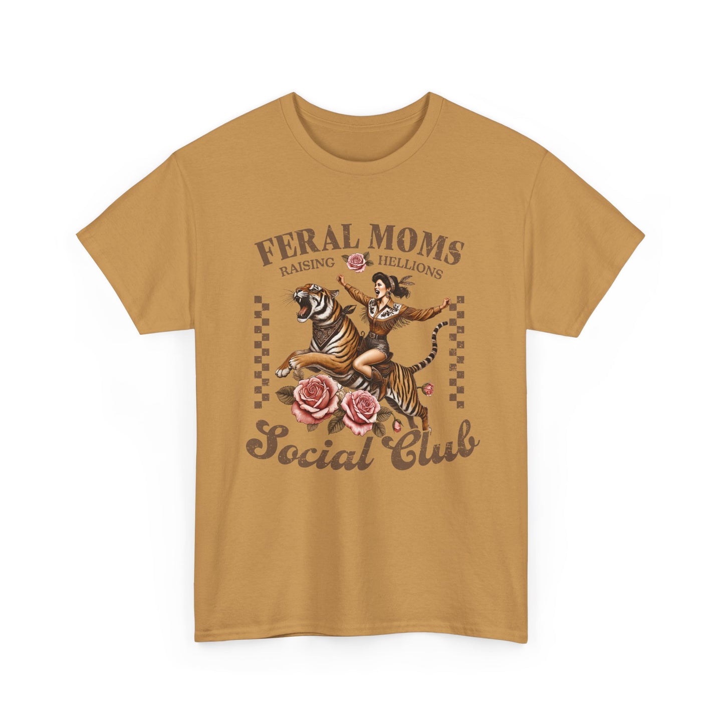 Feral Moms Social Club Tee - Unisex Heavy Cotton T-Shirt for Fun & Rebellious Moms
