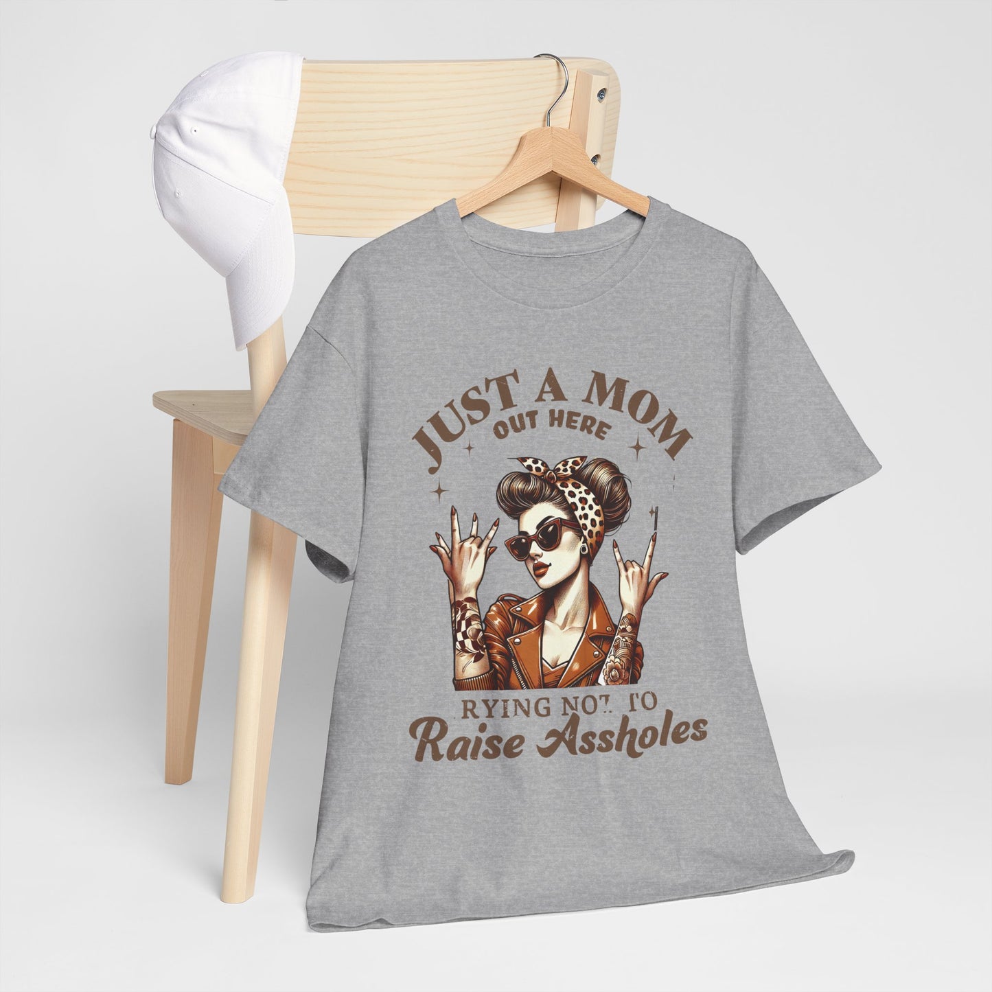 Just a Mom Heavy Cotton Tee - Funny Mom Shirt