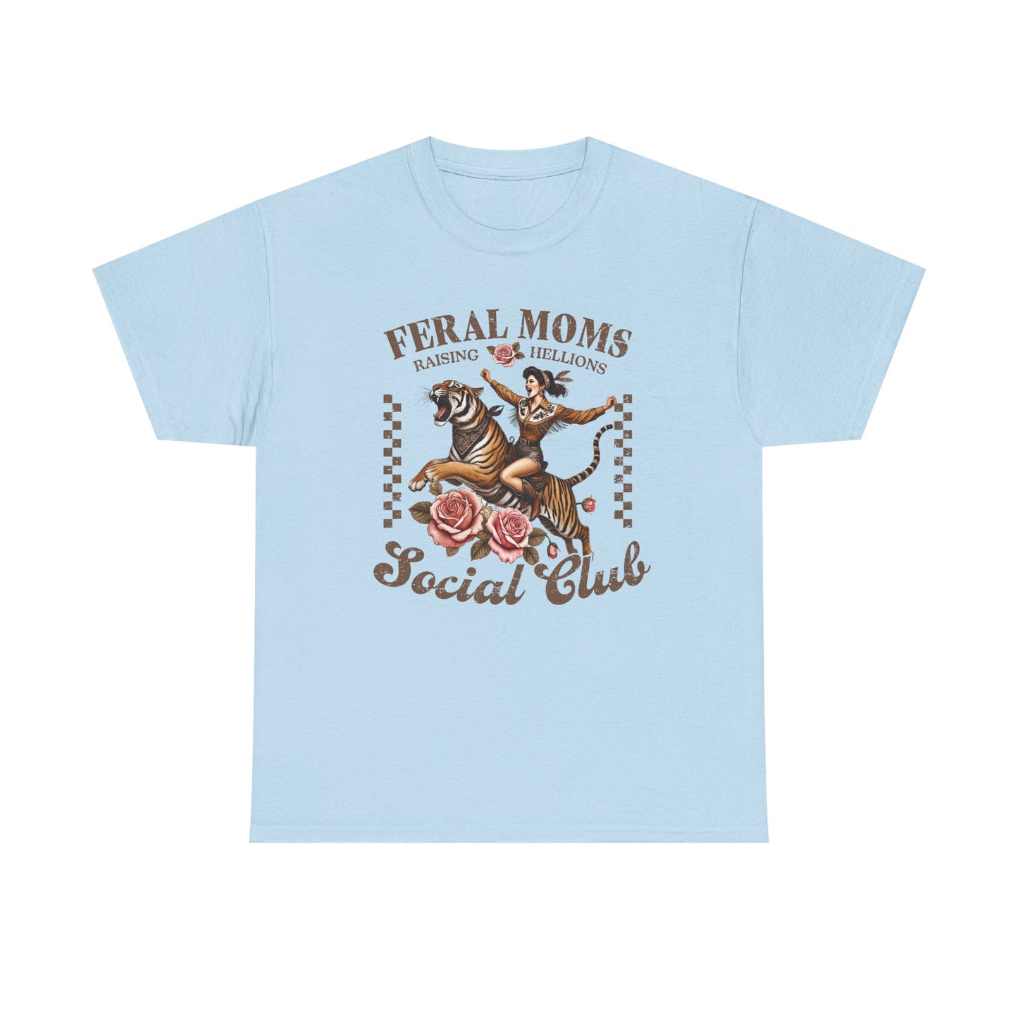 Feral Moms Social Club Tee - Unisex Heavy Cotton T-Shirt for Fun & Rebellious Moms