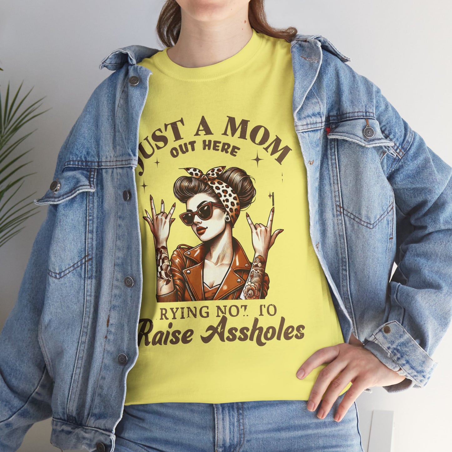 Just a Mom Heavy Cotton Tee - Funny Mom Shirt