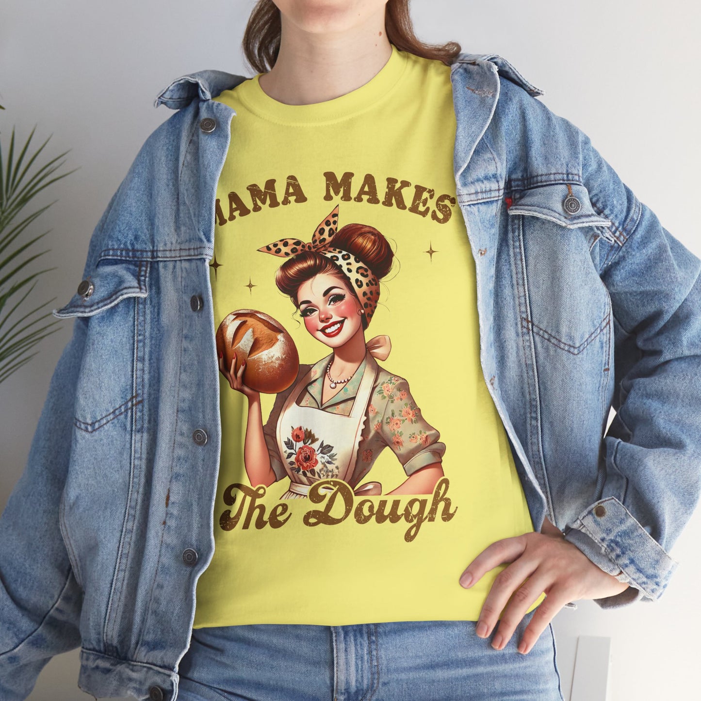 Funny Baking T-Shirt | "Mama Makes The Dough" Unisex Heavy Cotton Tee | Perfect Gift for Moms & Bakers