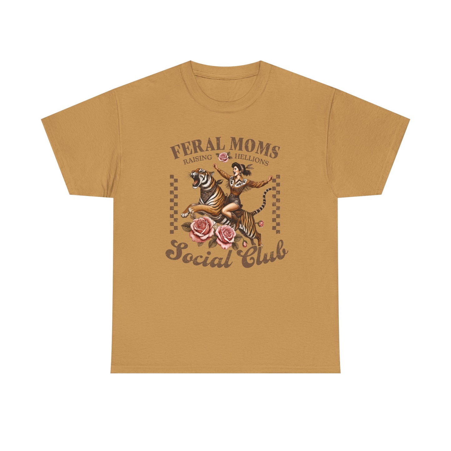 Feral Moms Social Club Tee - Unisex Heavy Cotton T-Shirt for Fun & Rebellious Moms