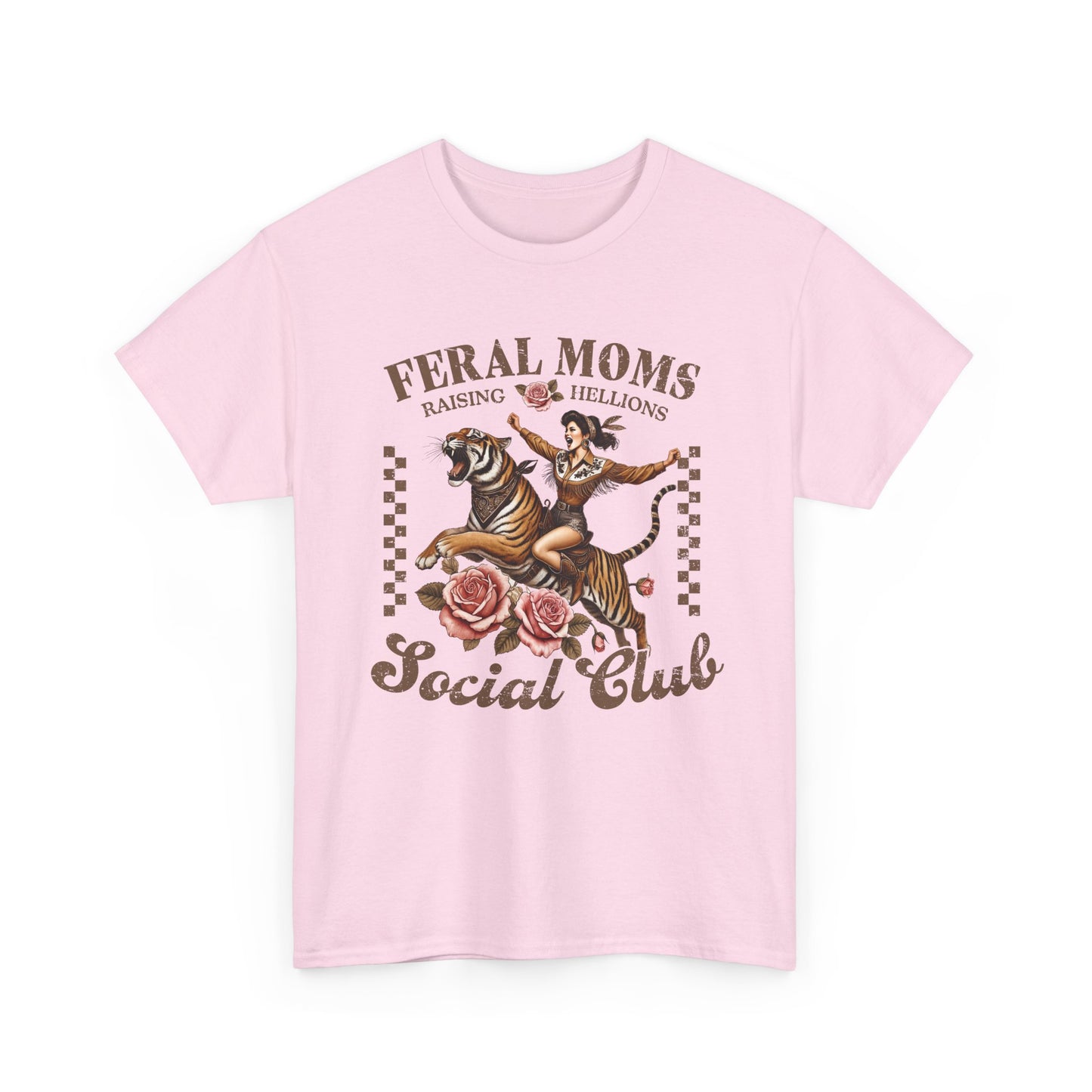 Feral Moms Social Club Tee - Unisex Heavy Cotton T-Shirt for Fun & Rebellious Moms