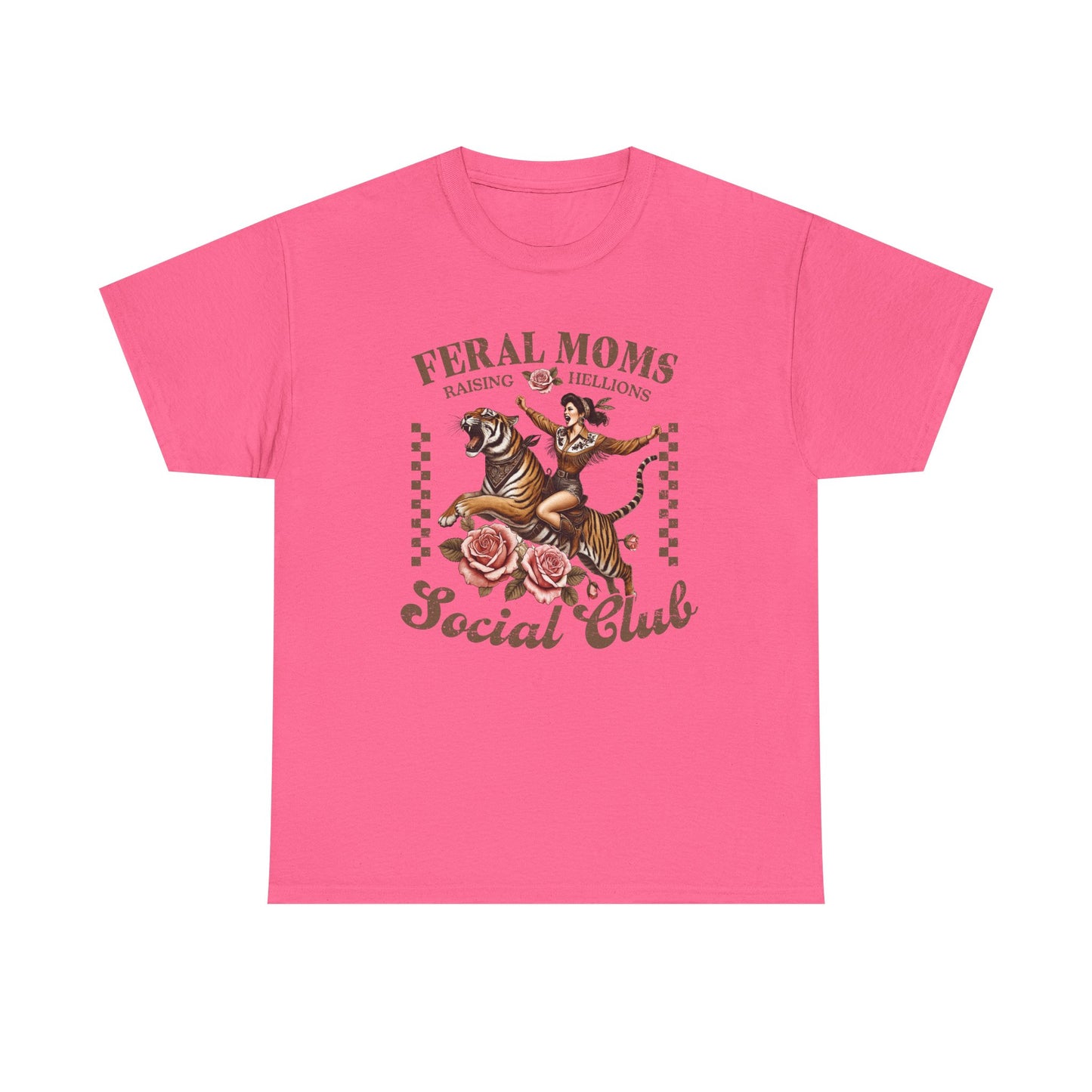 Feral Moms Social Club Tee - Unisex Heavy Cotton T-Shirt for Fun & Rebellious Moms