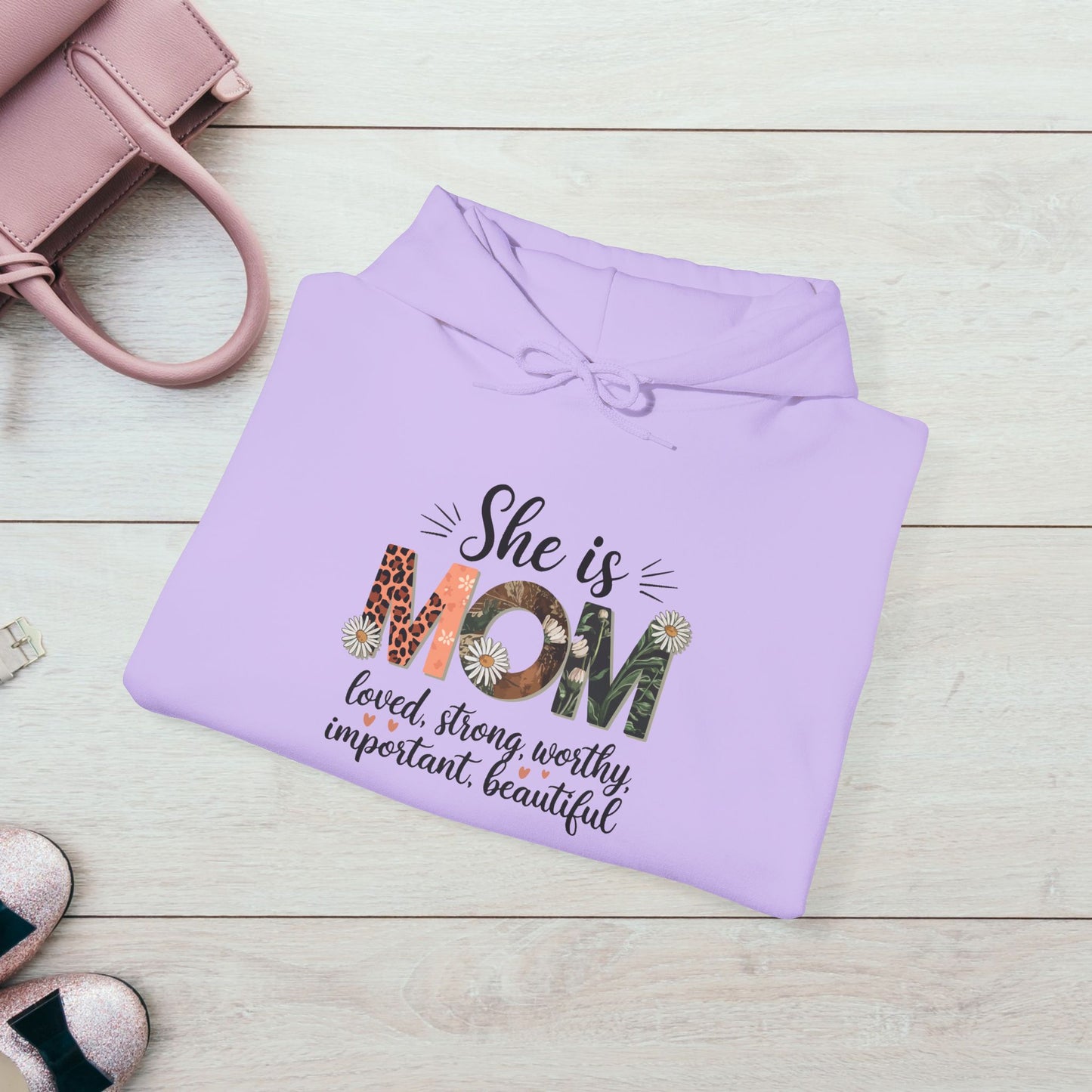 She is MOM Hooded Sweatshirt - Soft, Warm & Inspirational Gift for Mother's Day