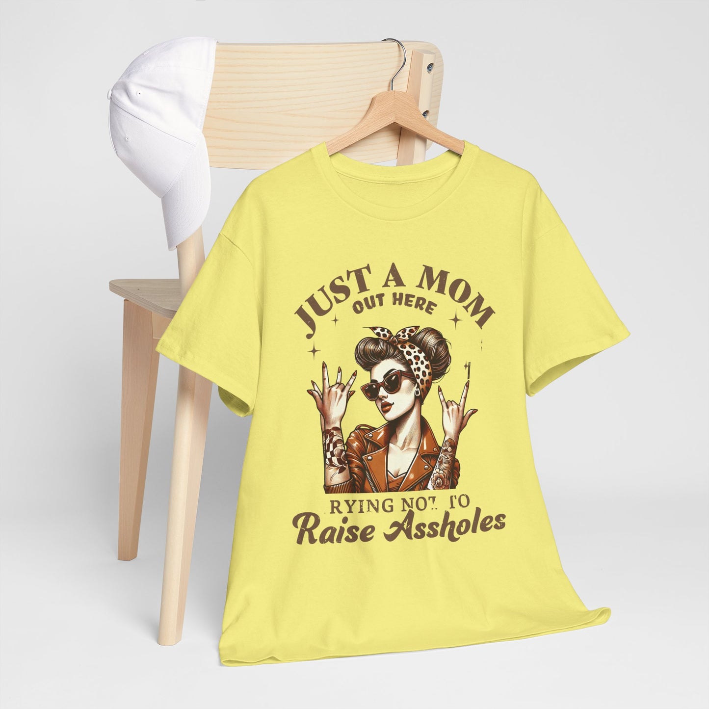 Just a Mom Heavy Cotton Tee - Funny Mom Shirt