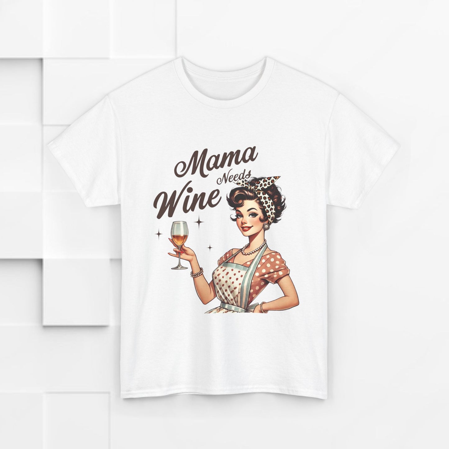 Mama Needs Wine Unisex Heavy Cotton Tee - Fun and Playful Gift for Wine Lovers