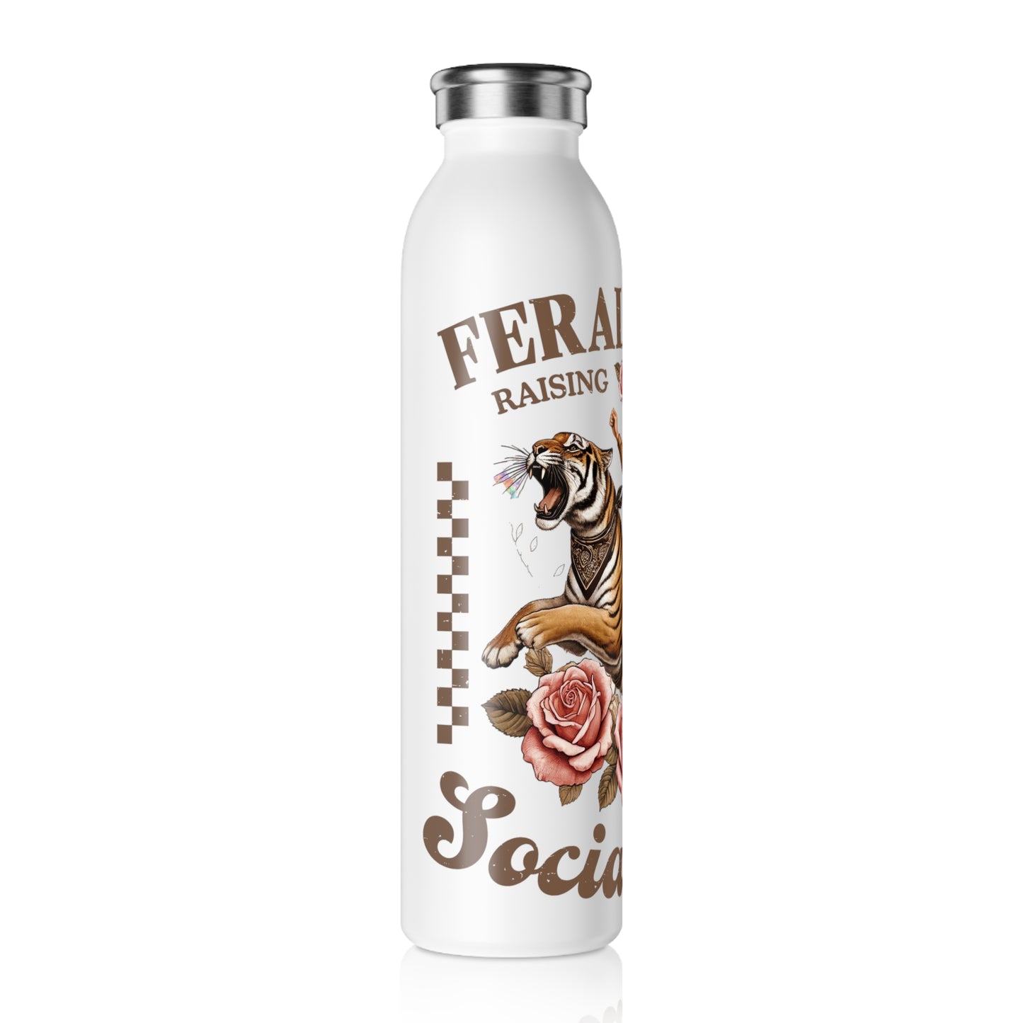 Feral Mom Slim Water Bottle - Stylish & Functional Hydro Flask for Active Moms - GULLYDESIGN
