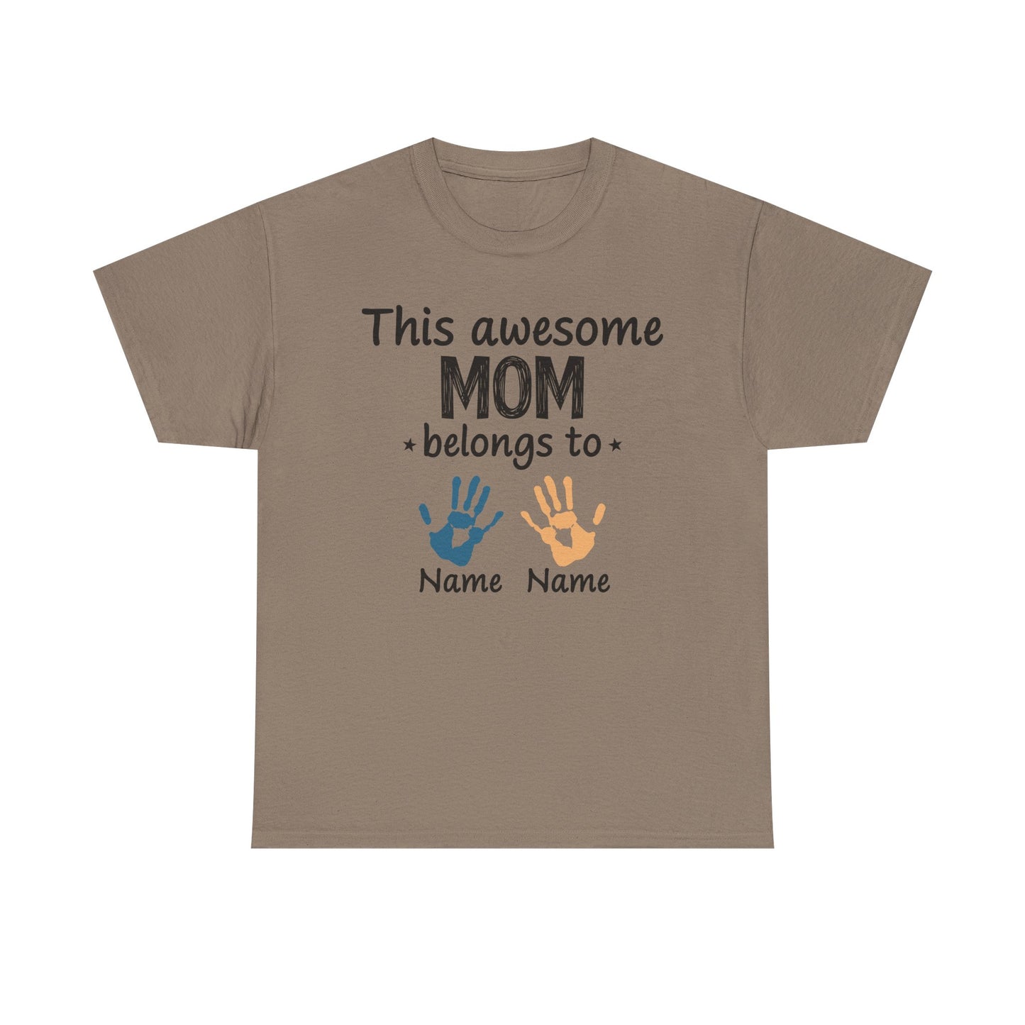 Custom "This Awesome MOM Belongs To" Unisex Heavy Cotton Tee - Perfect Gift for Mother's Day and Family Celebrations