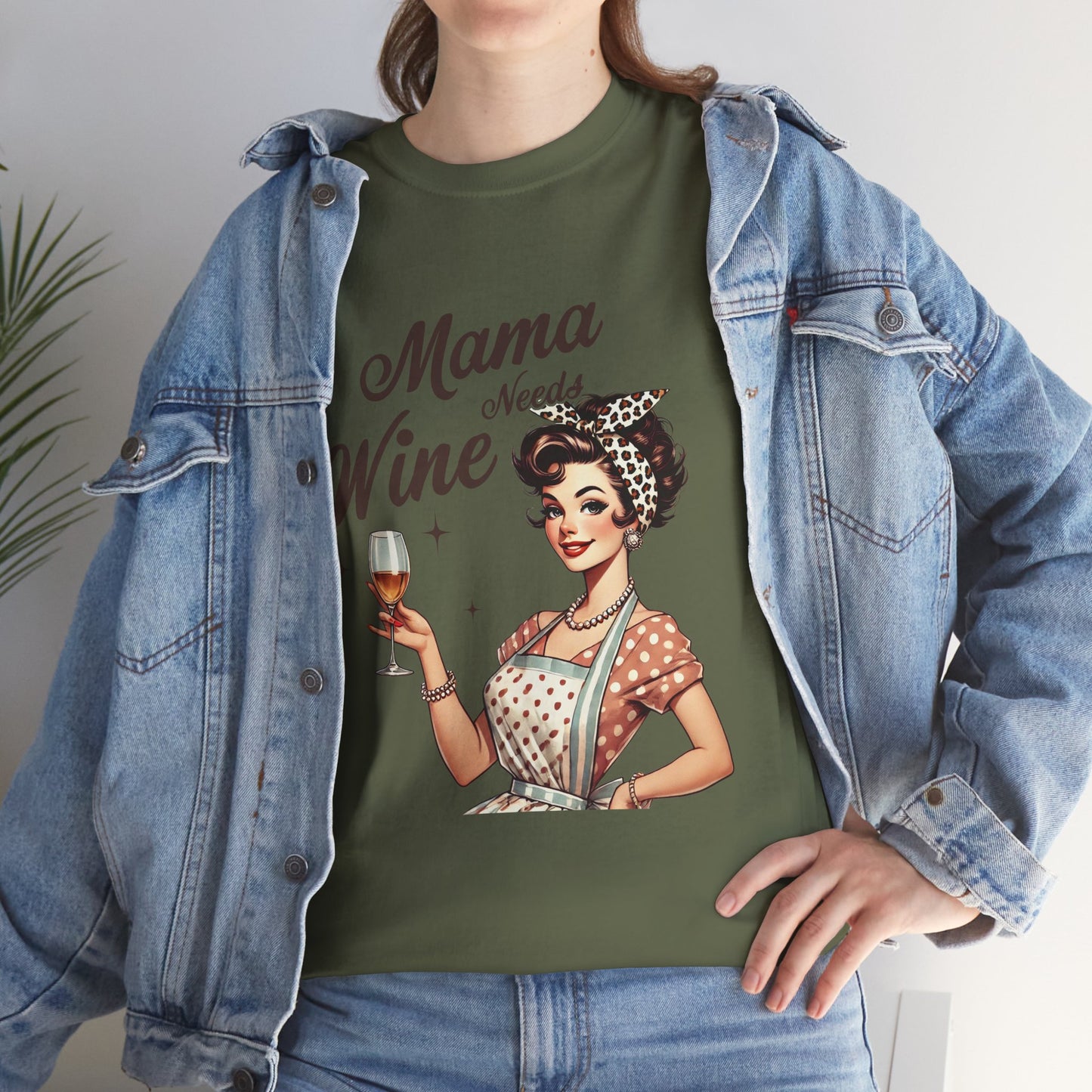 Mama Needs Wine Unisex Heavy Cotton Tee - Fun and Playful Gift for Wine Lovers