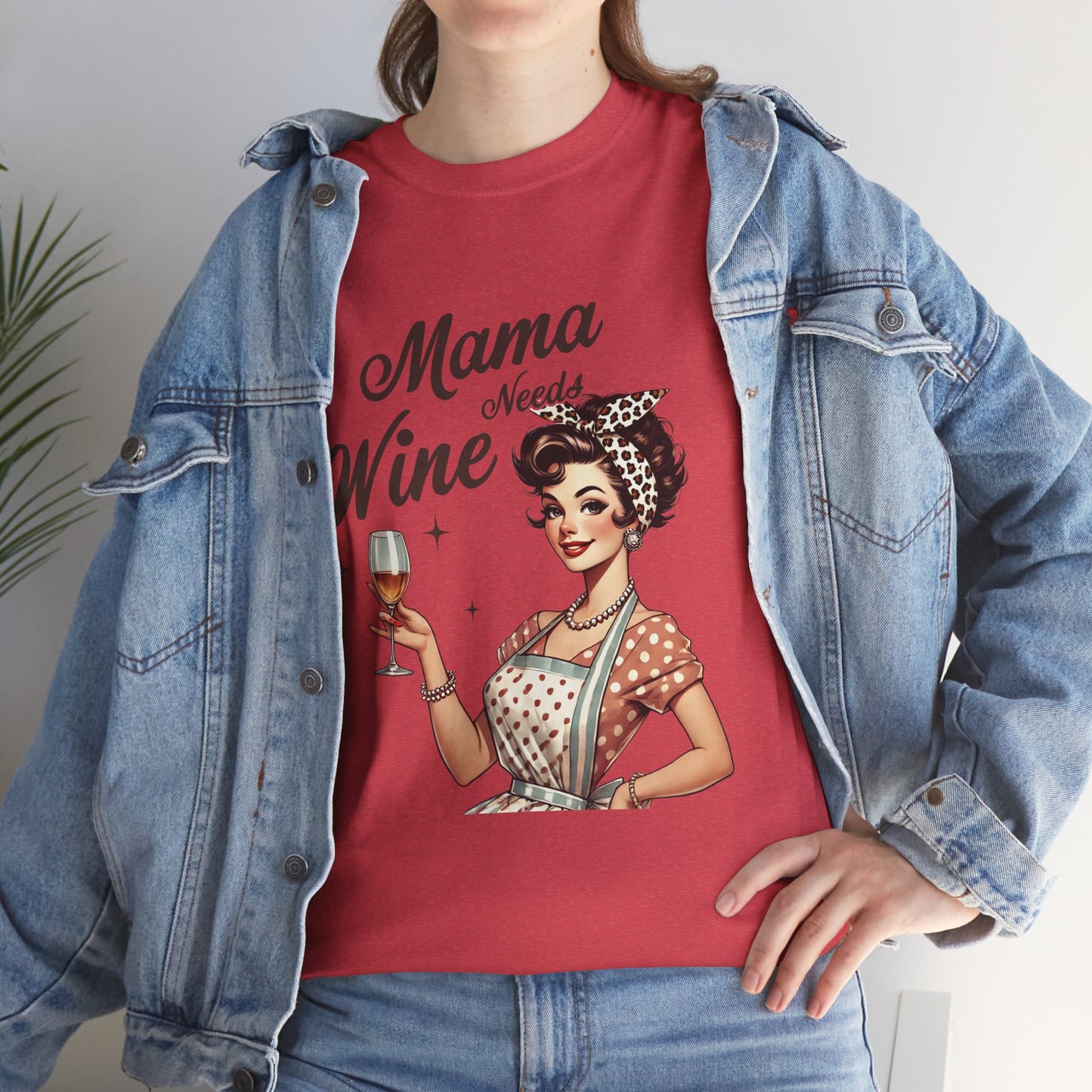 Mama Needs Wine Unisex Heavy Cotton Tee - Fun and Playful Gift for Wine Lovers