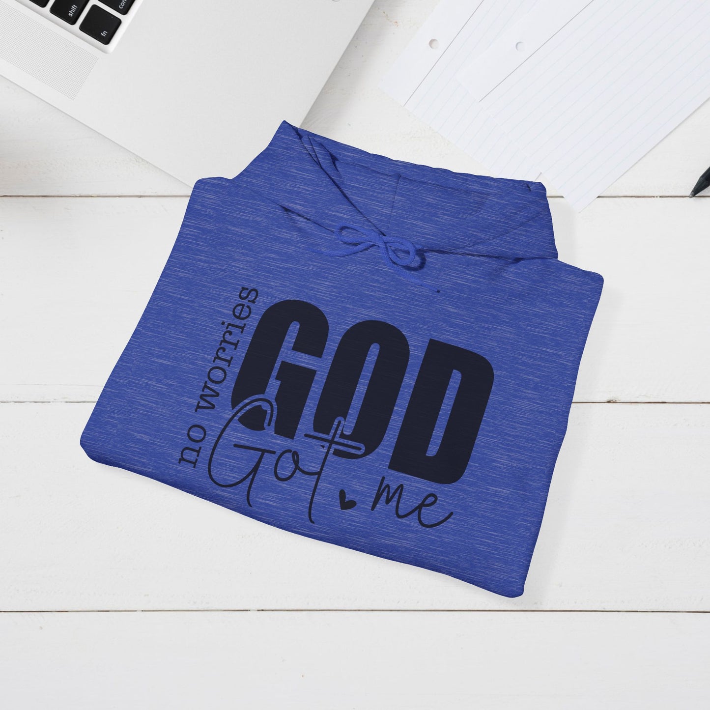 Inspirational Hooded Sweatshirt - "No Worries, God Got Me"
