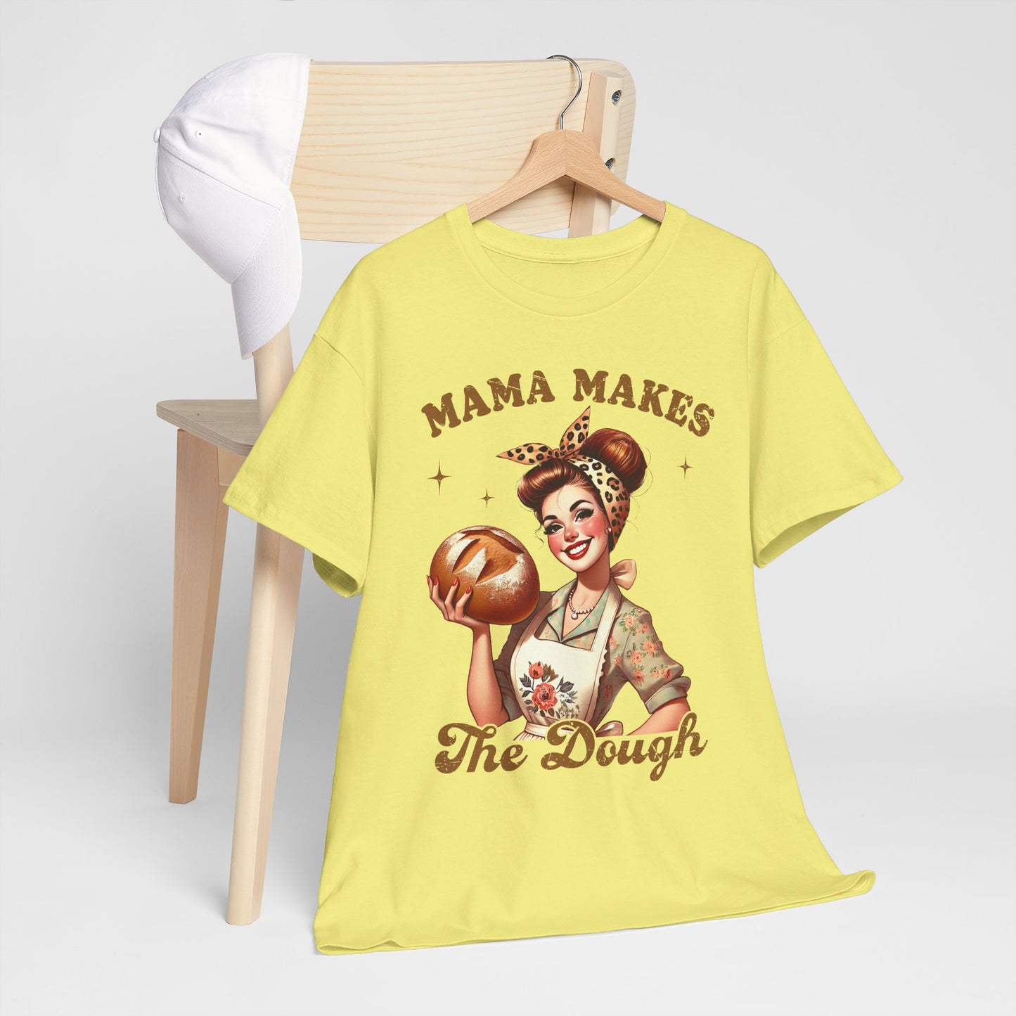 Funny Baking T-Shirt | "Mama Makes The Dough" Unisex Heavy Cotton Tee | Perfect Gift for Moms & Bakers