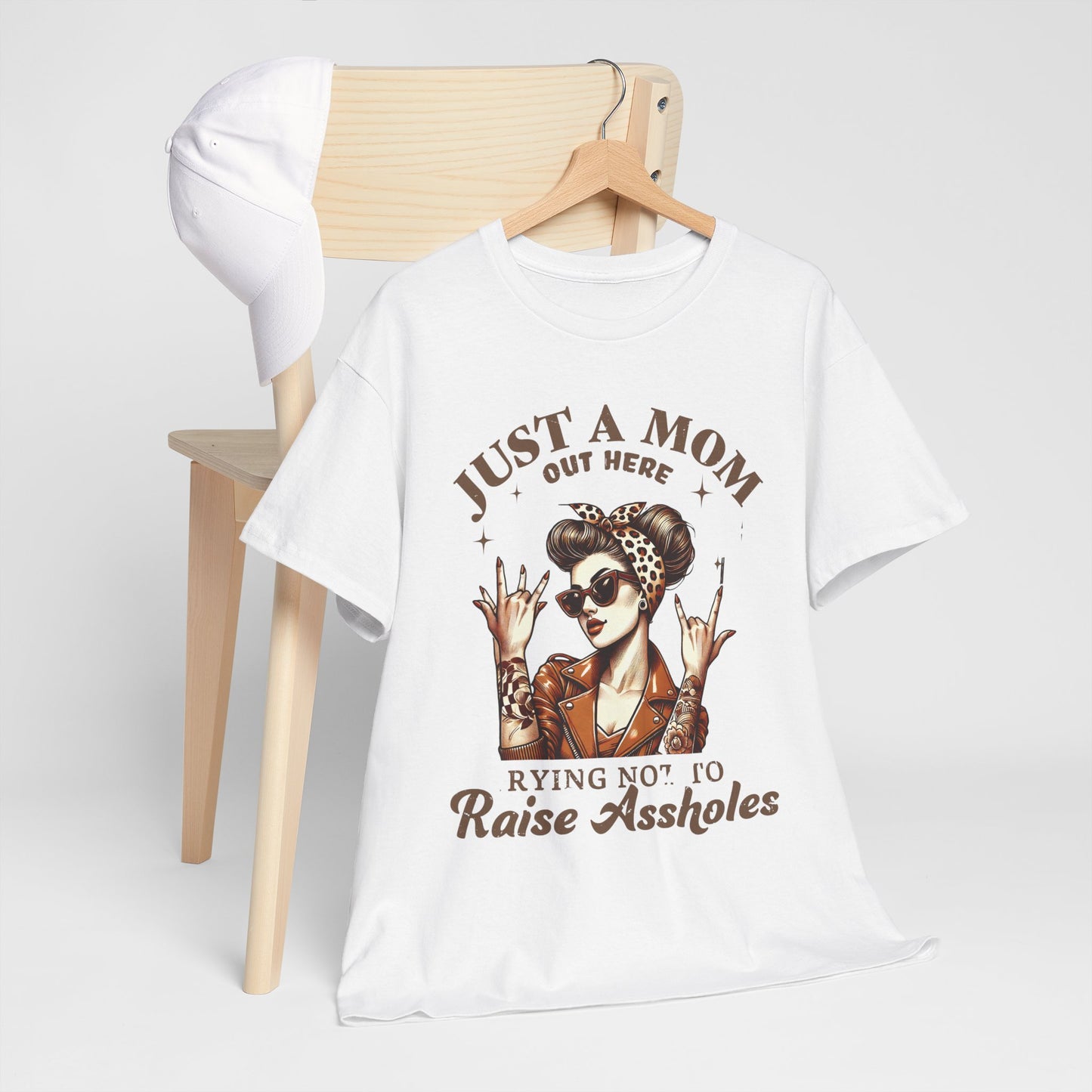 Just a Mom Heavy Cotton Tee - Funny Mom Shirt