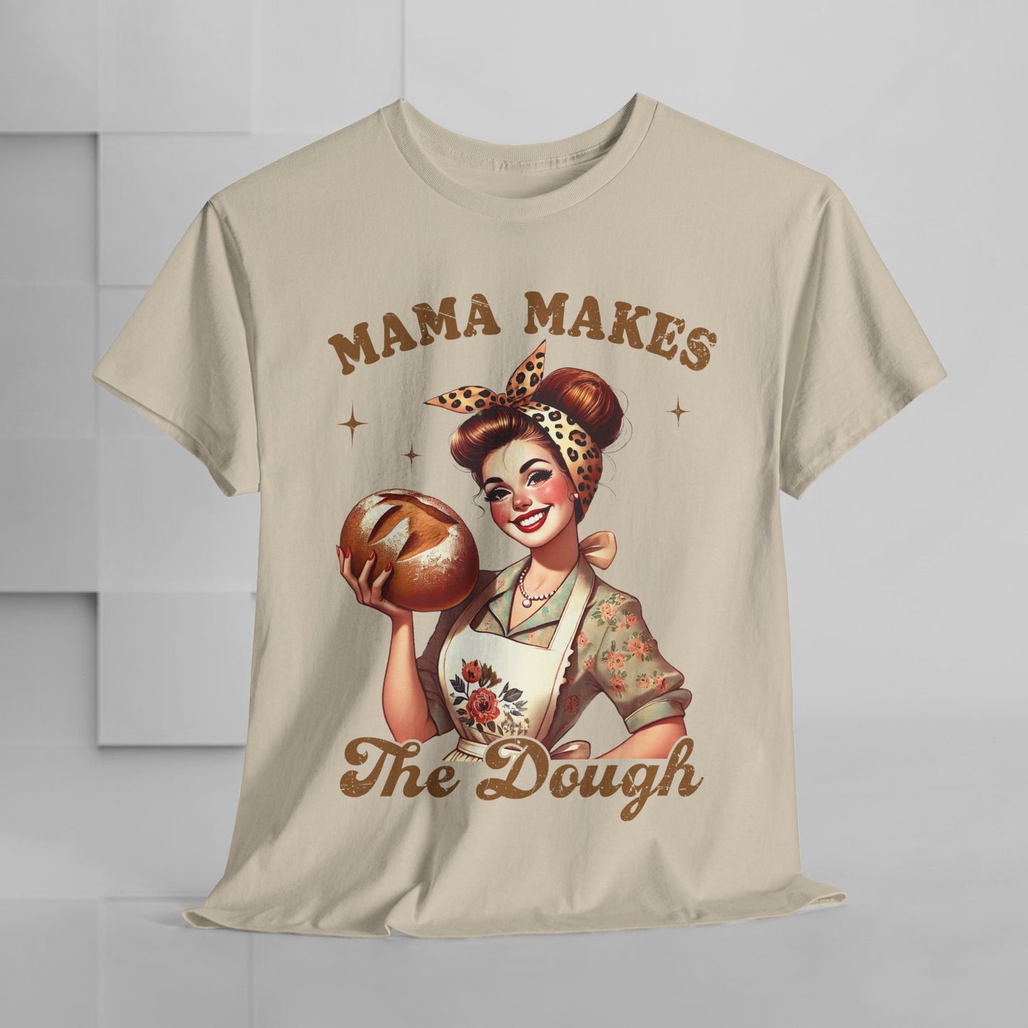Funny Baking T-Shirt | "Mama Makes The Dough" Unisex Heavy Cotton Tee | Perfect Gift for Moms & Bakers