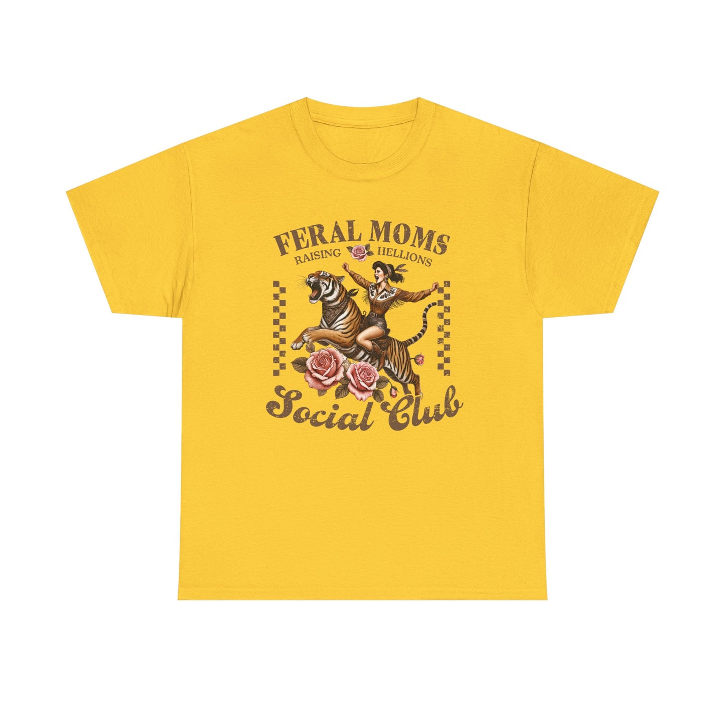 Feral Moms Social Club Tee - Unisex Heavy Cotton T-Shirt for Fun & Rebellious Moms
