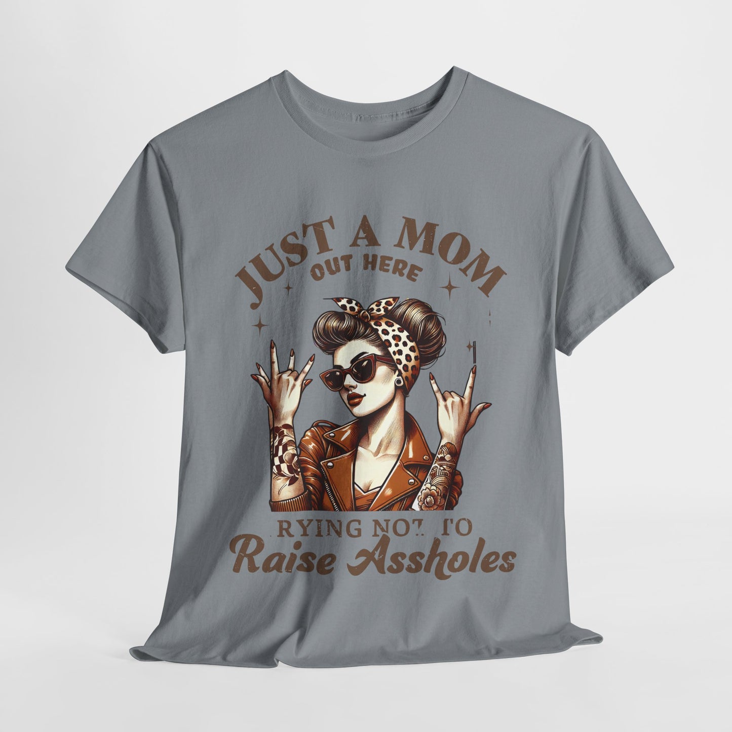 Just a Mom Heavy Cotton Tee - Funny Mom Shirt