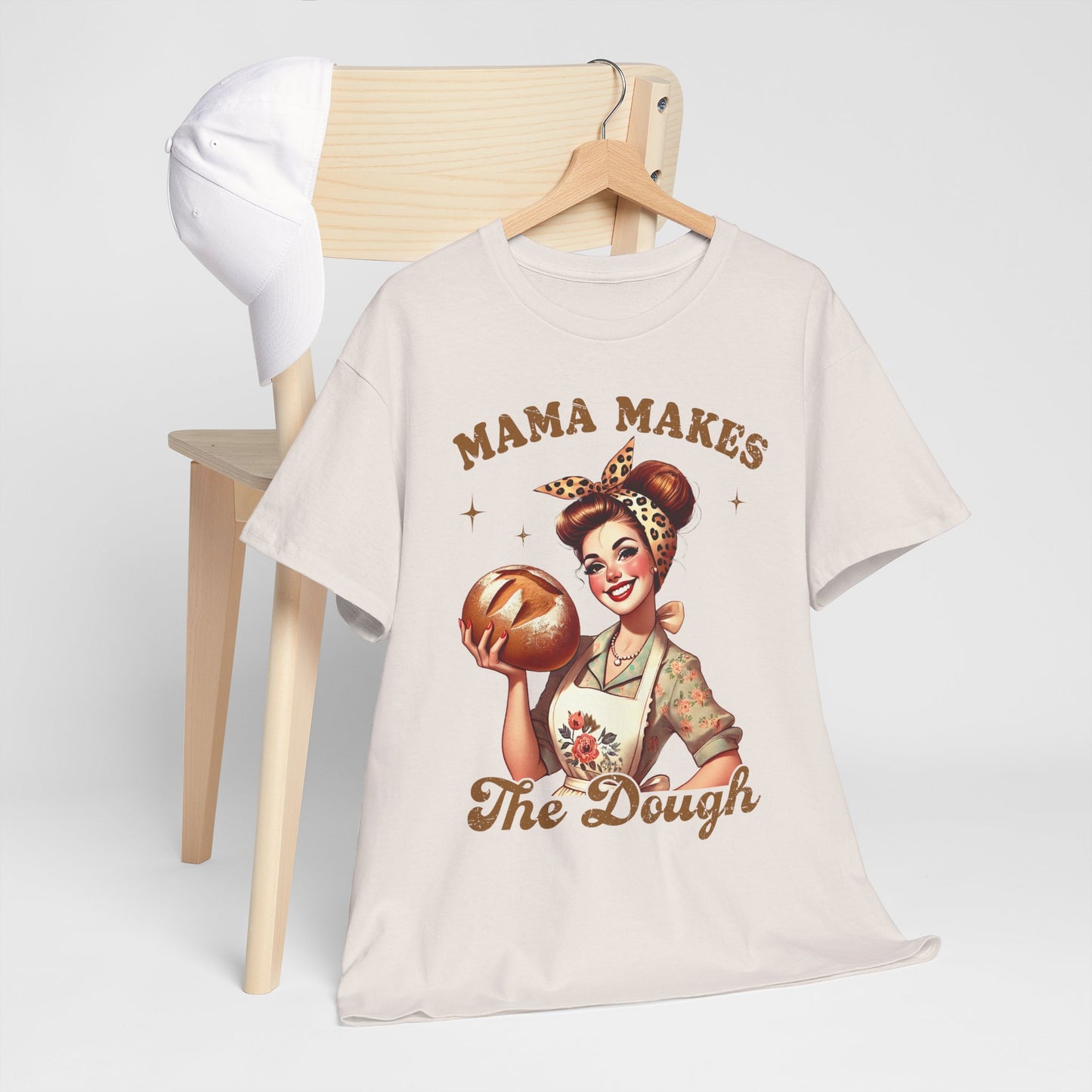 Funny Baking T-Shirt | "Mama Makes The Dough" Unisex Heavy Cotton Tee | Perfect Gift for Moms & Bakers