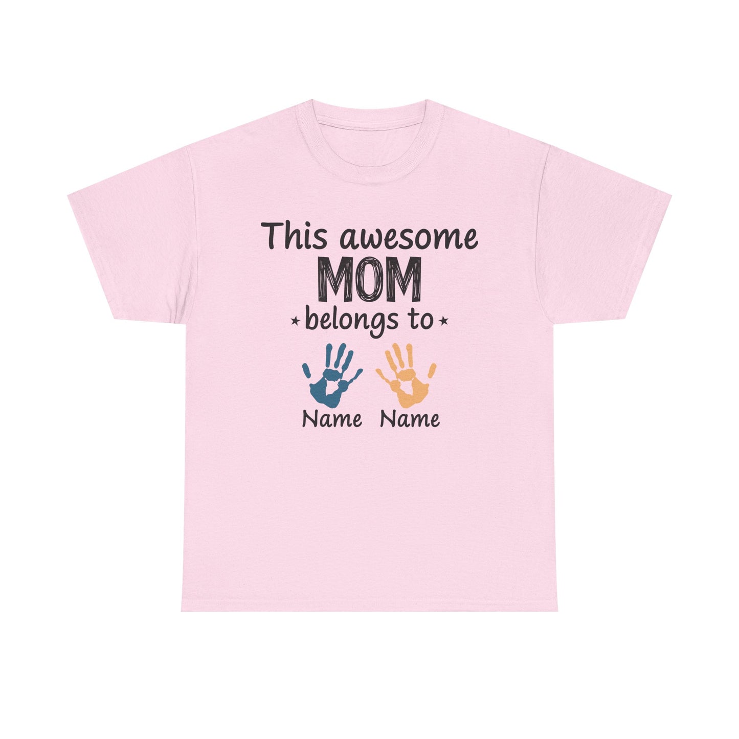 Custom "This Awesome MOM Belongs To" Unisex Heavy Cotton Tee - Perfect Gift for Mother's Day and Family Celebrations