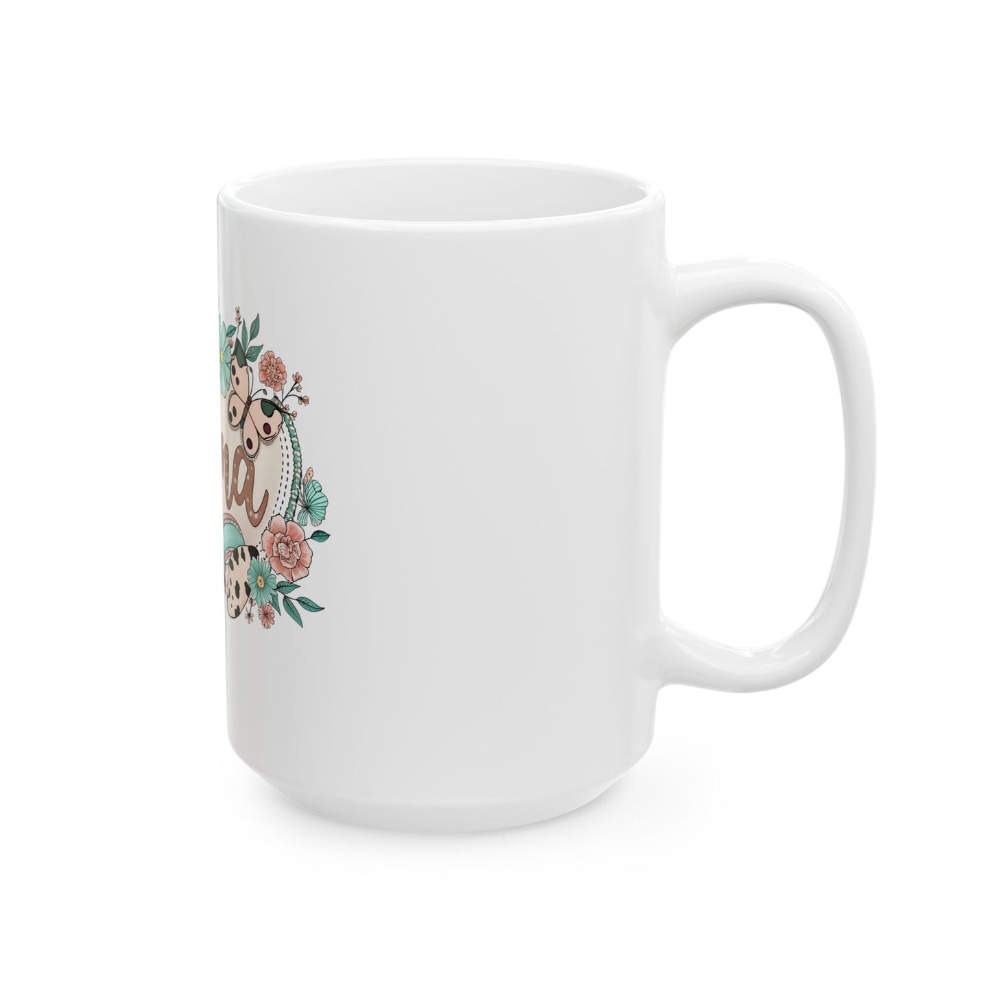 Floral Butterfly Mug for Mama - 11oz & 15oz Ceramic Coffee Cup