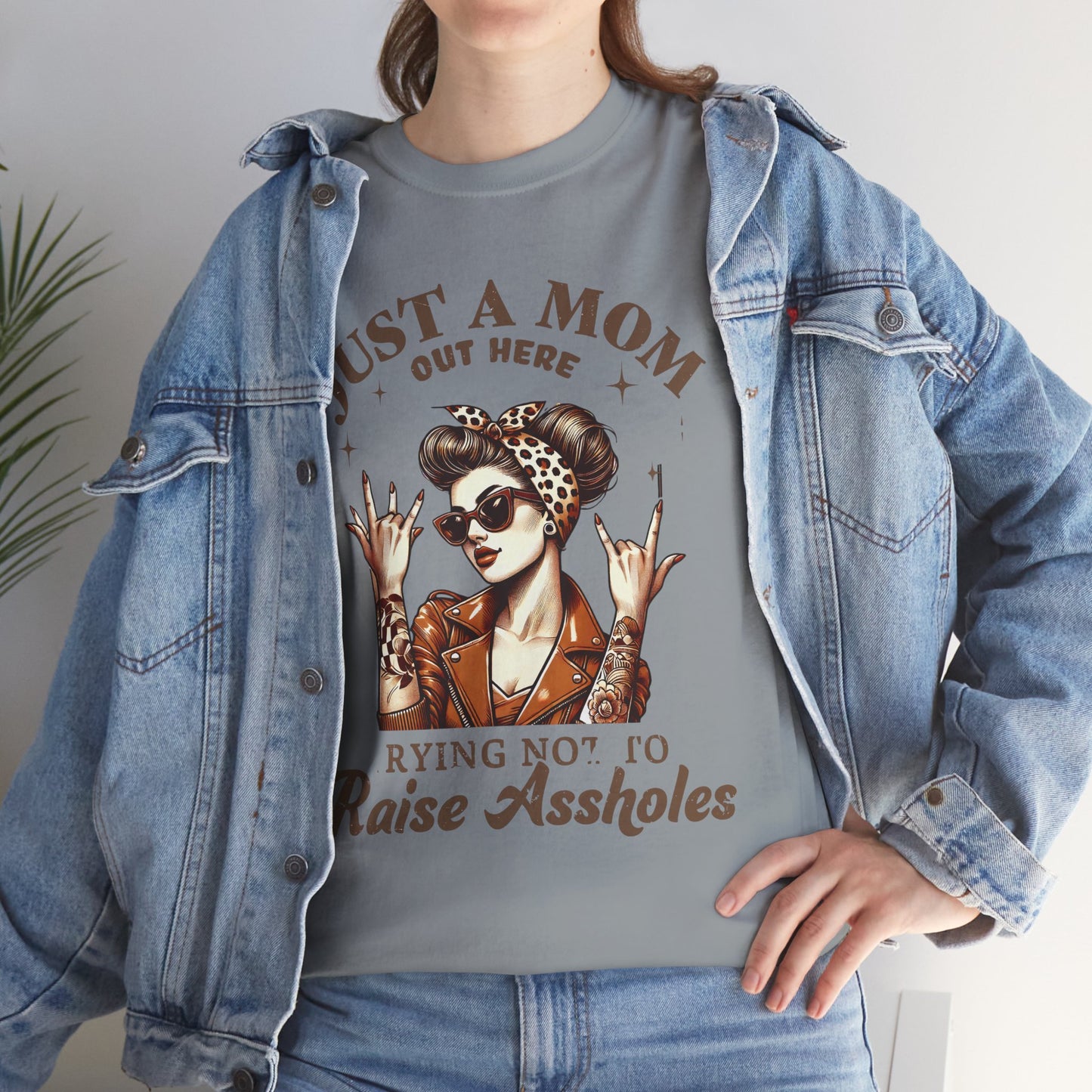 Just a Mom Heavy Cotton Tee - Funny Mom Shirt