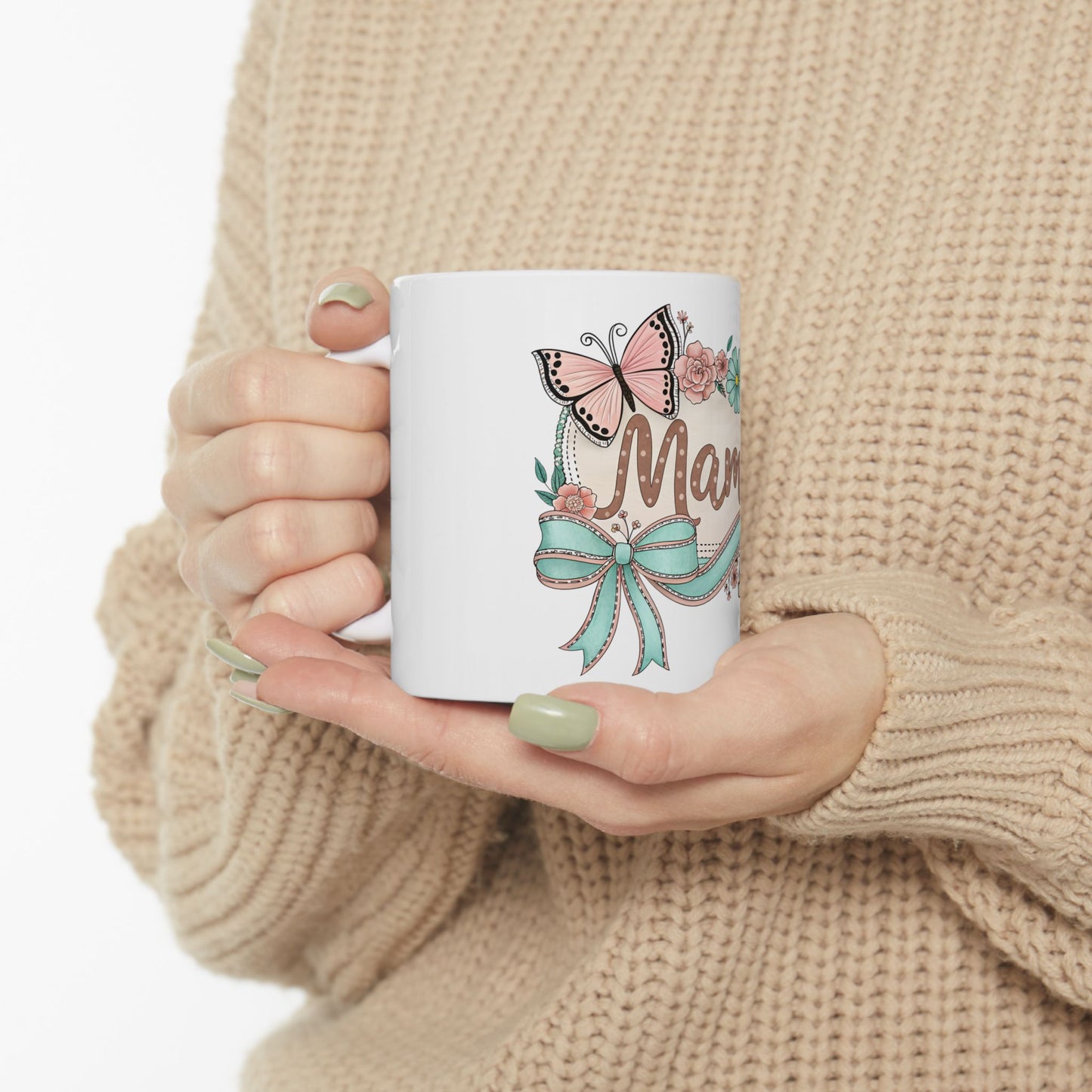 Floral Butterfly Mug for Mama - 11oz & 15oz Ceramic Coffee Cup