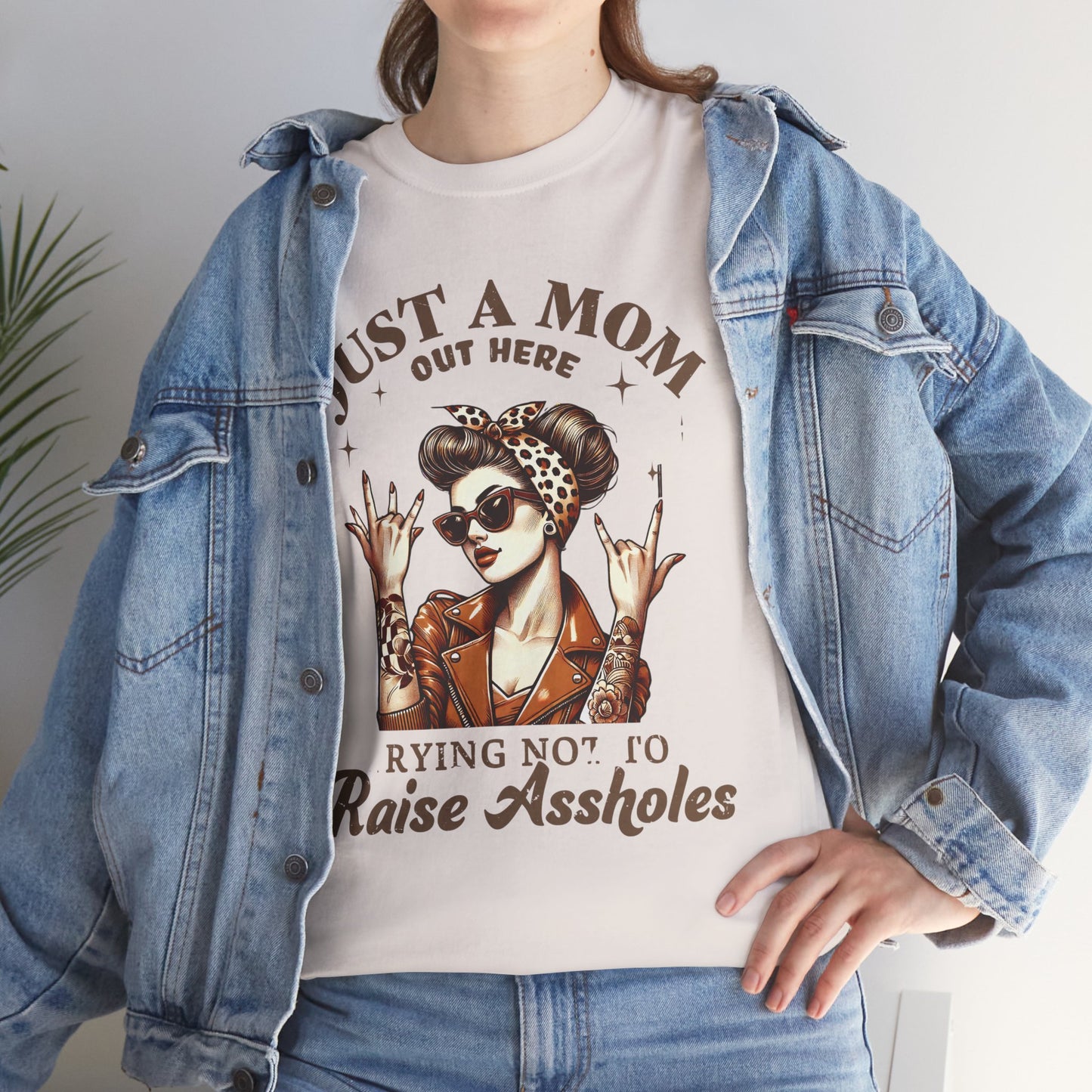 Just a Mom Heavy Cotton Tee - Funny Mom Shirt