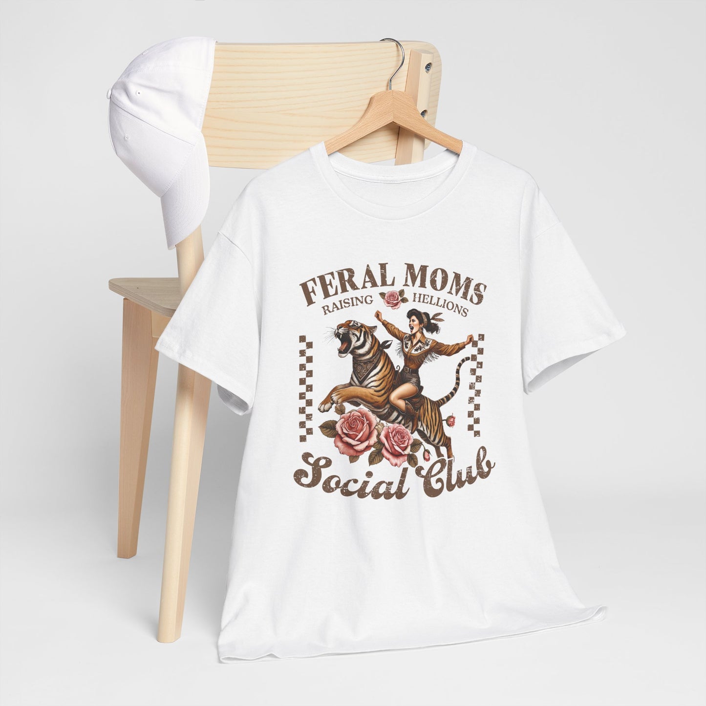 Feral Moms Social Club Tee - Unisex Heavy Cotton T-Shirt for Fun & Rebellious Moms
