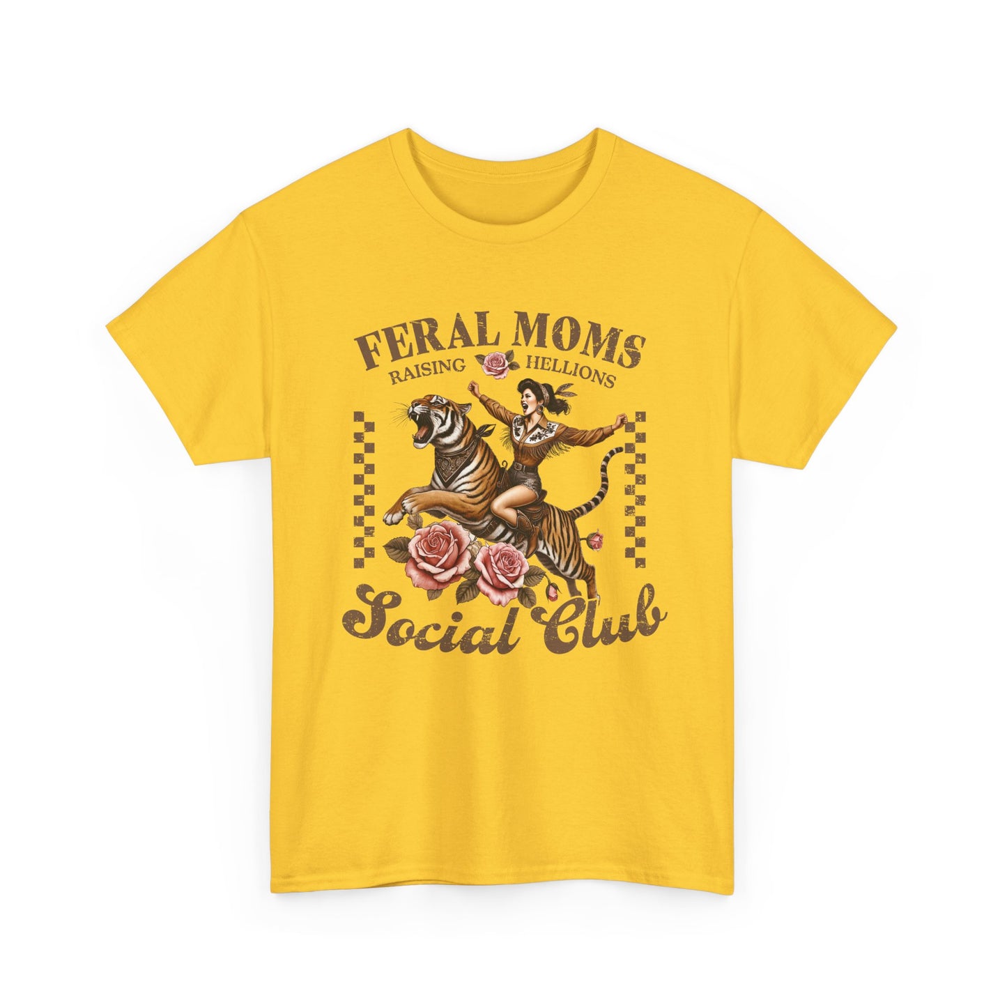 Feral Moms Social Club Tee - Unisex Heavy Cotton T-Shirt for Fun & Rebellious Moms