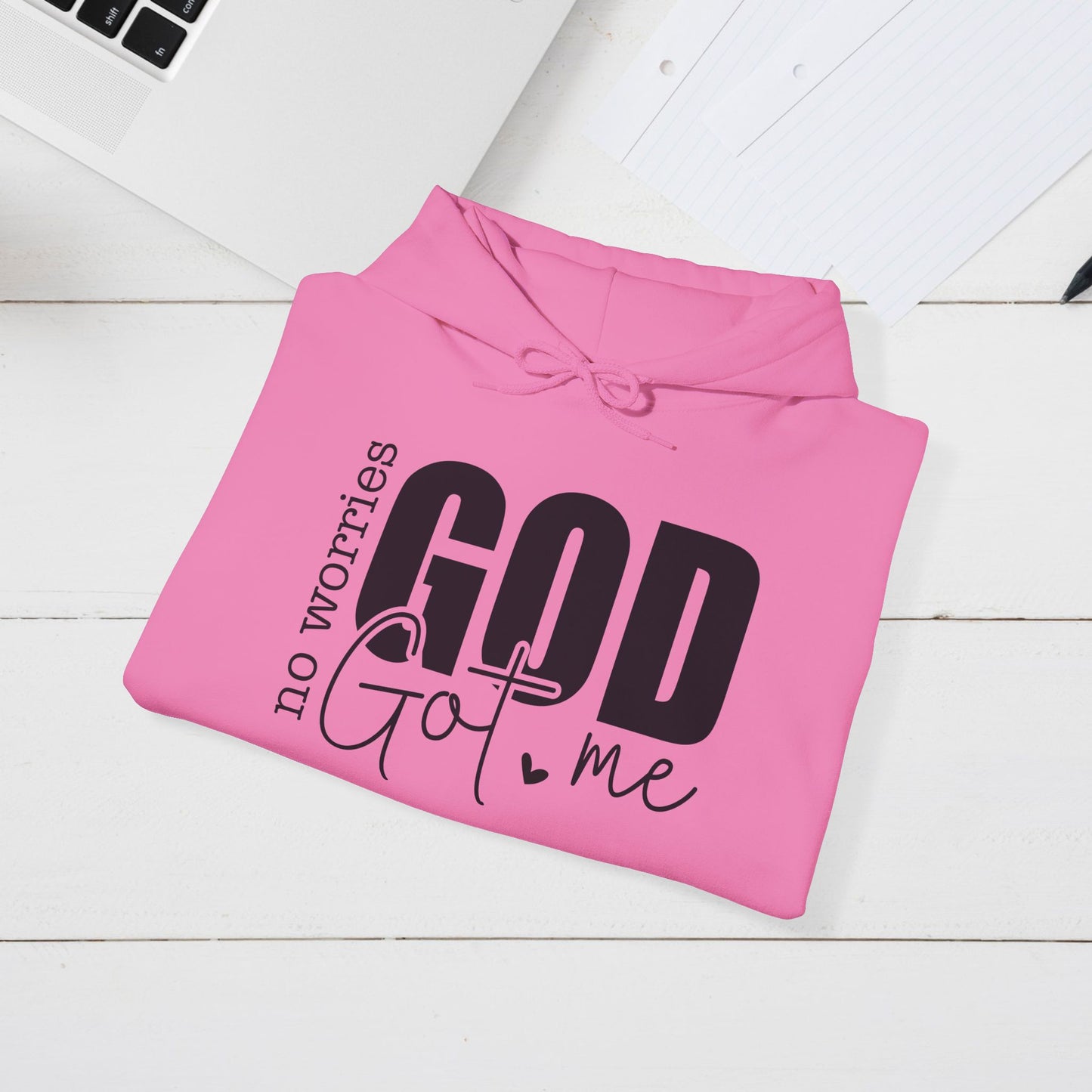 Inspirational Hooded Sweatshirt - "No Worries, God Got Me"