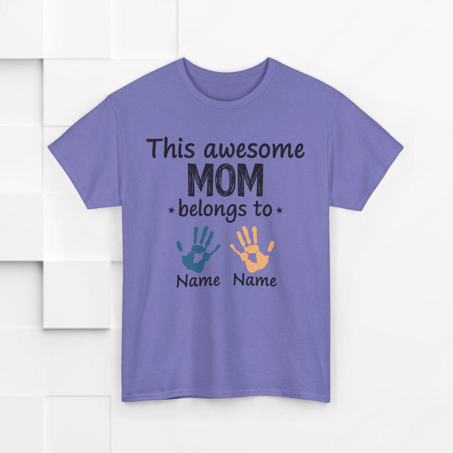 Custom "This Awesome MOM Belongs To" Unisex Heavy Cotton Tee - Perfect Gift for Mother's Day and Family Celebrations