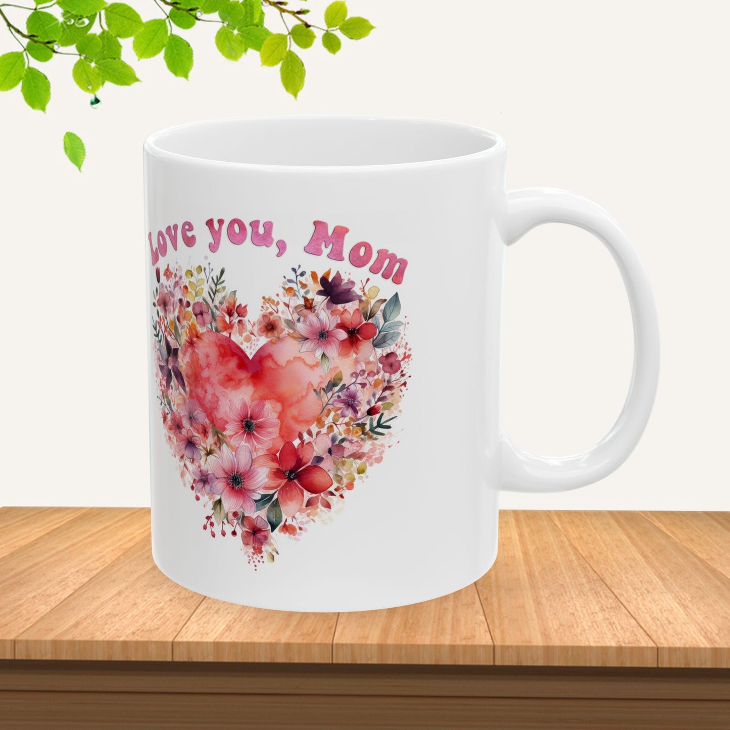 Love You, Mom Floral Ceramic Mug - Perfect Gift for Mother's Day