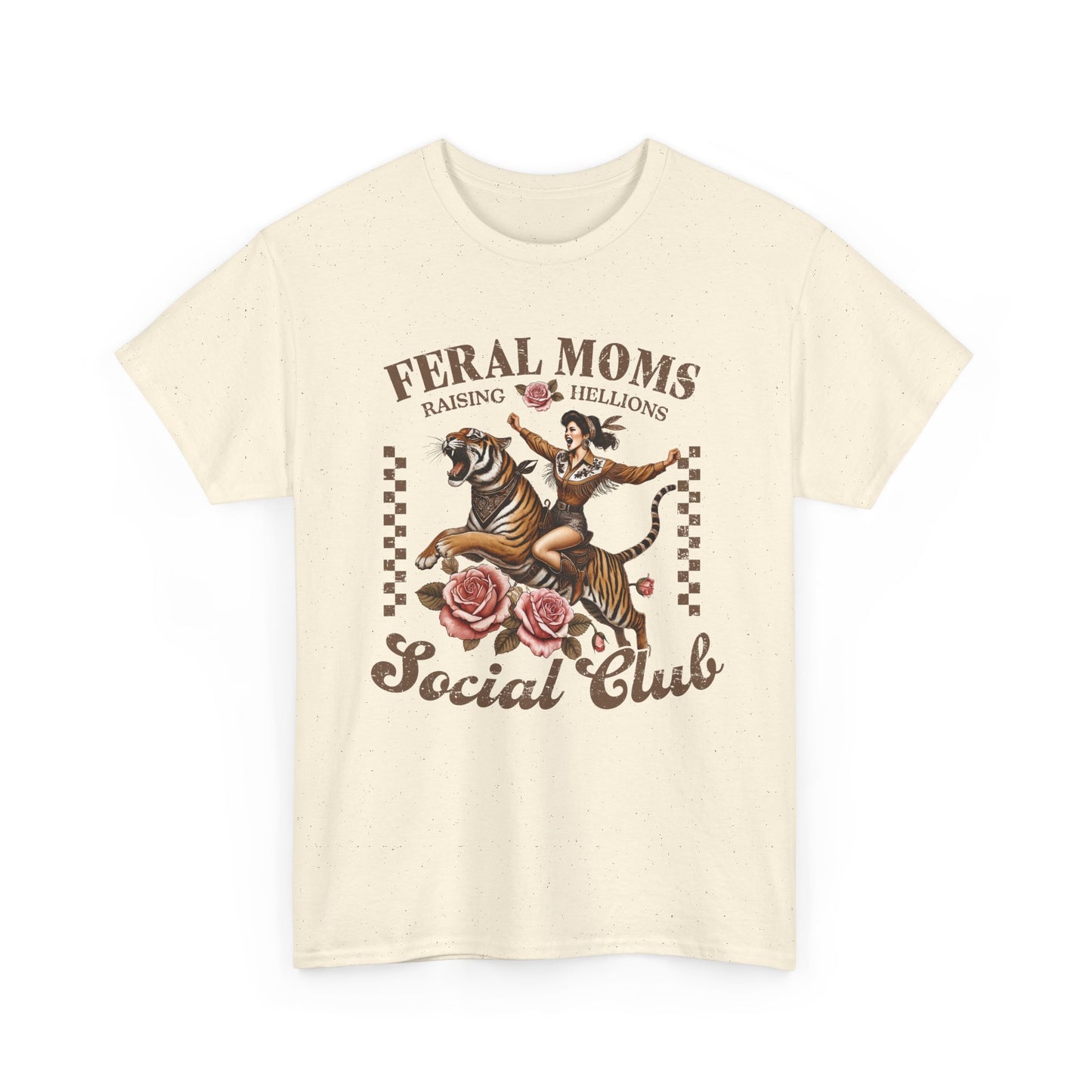 Feral Moms Social Club Tee - Unisex Heavy Cotton T-Shirt for Fun & Rebellious Moms