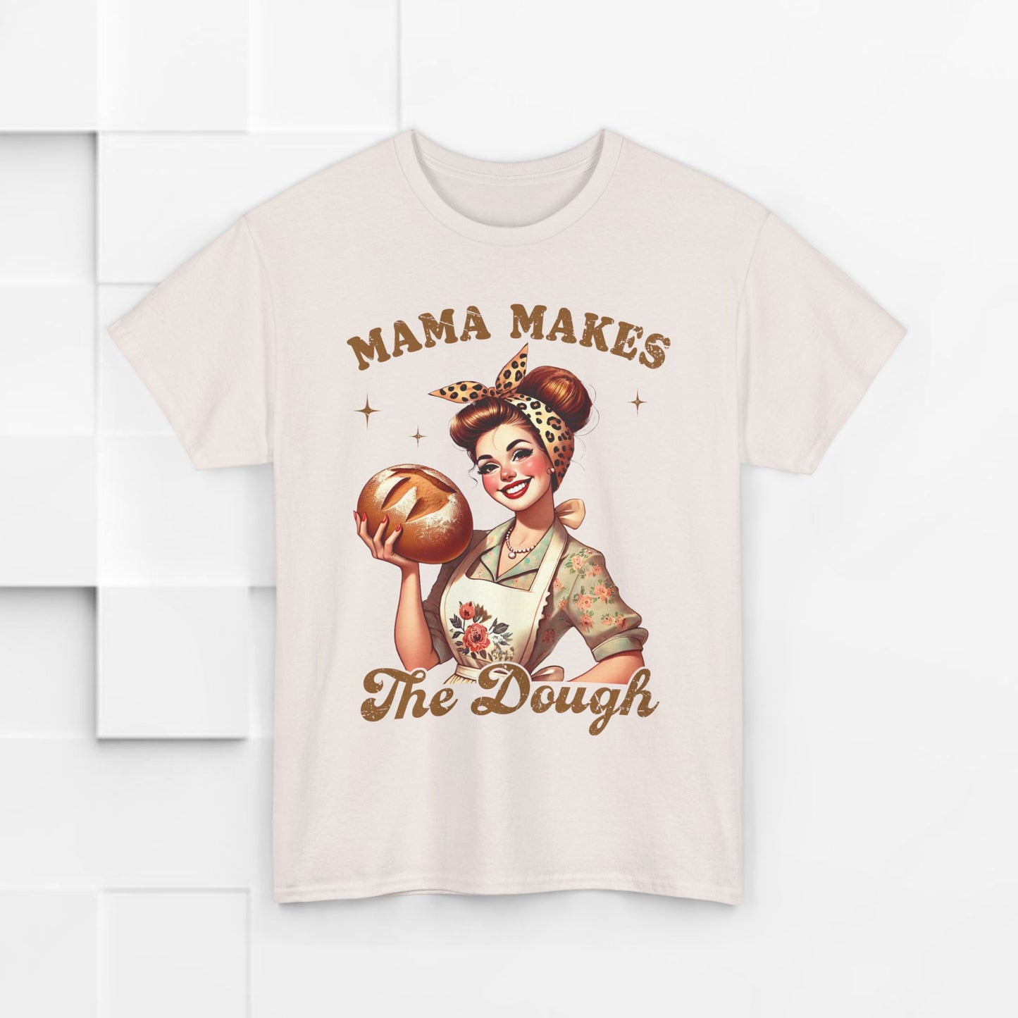 Funny Baking T-Shirt | "Mama Makes The Dough" Unisex Heavy Cotton Tee | Perfect Gift for Moms & Bakers