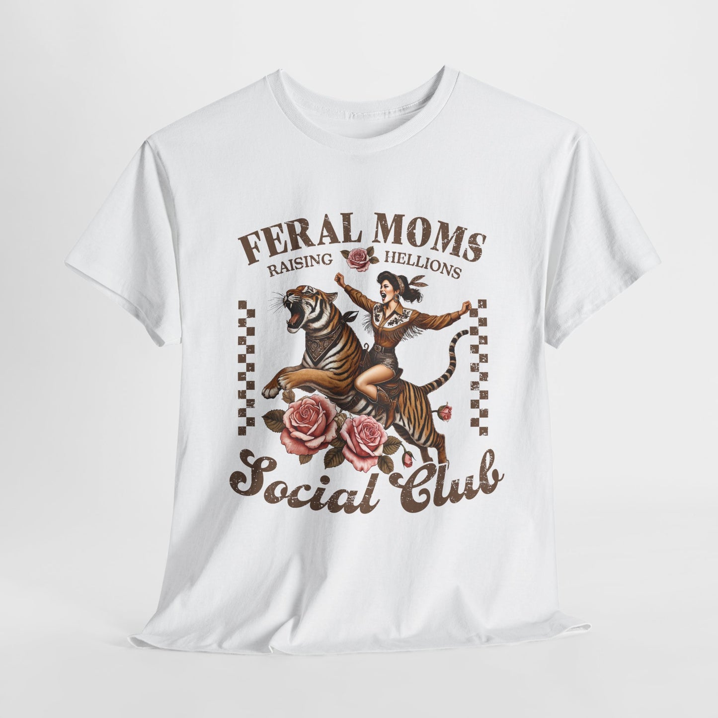 Feral Moms Social Club Tee - Unisex Heavy Cotton T-Shirt for Fun & Rebellious Moms
