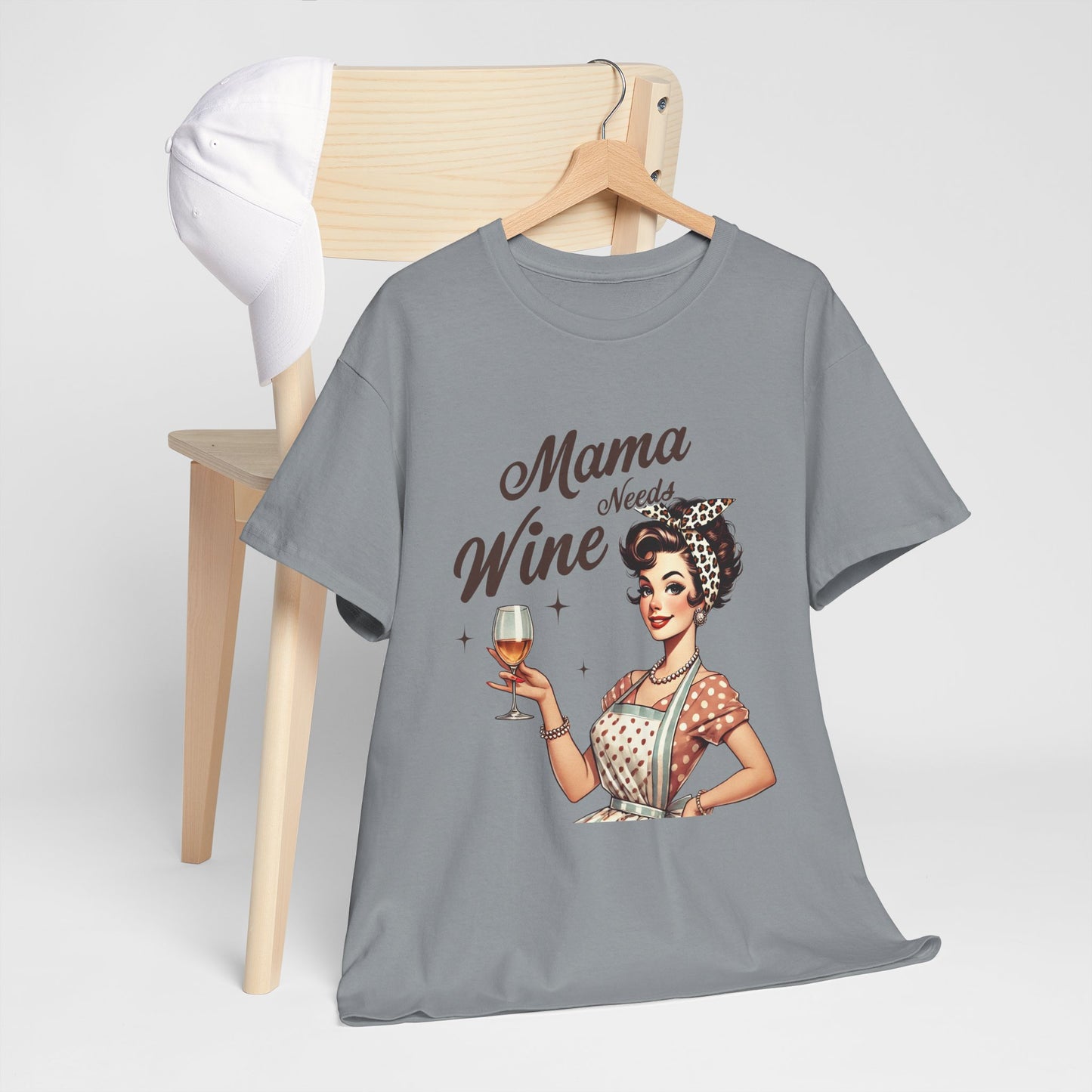 Mama Needs Wine Unisex Heavy Cotton Tee - Fun and Playful Gift for Wine Lovers