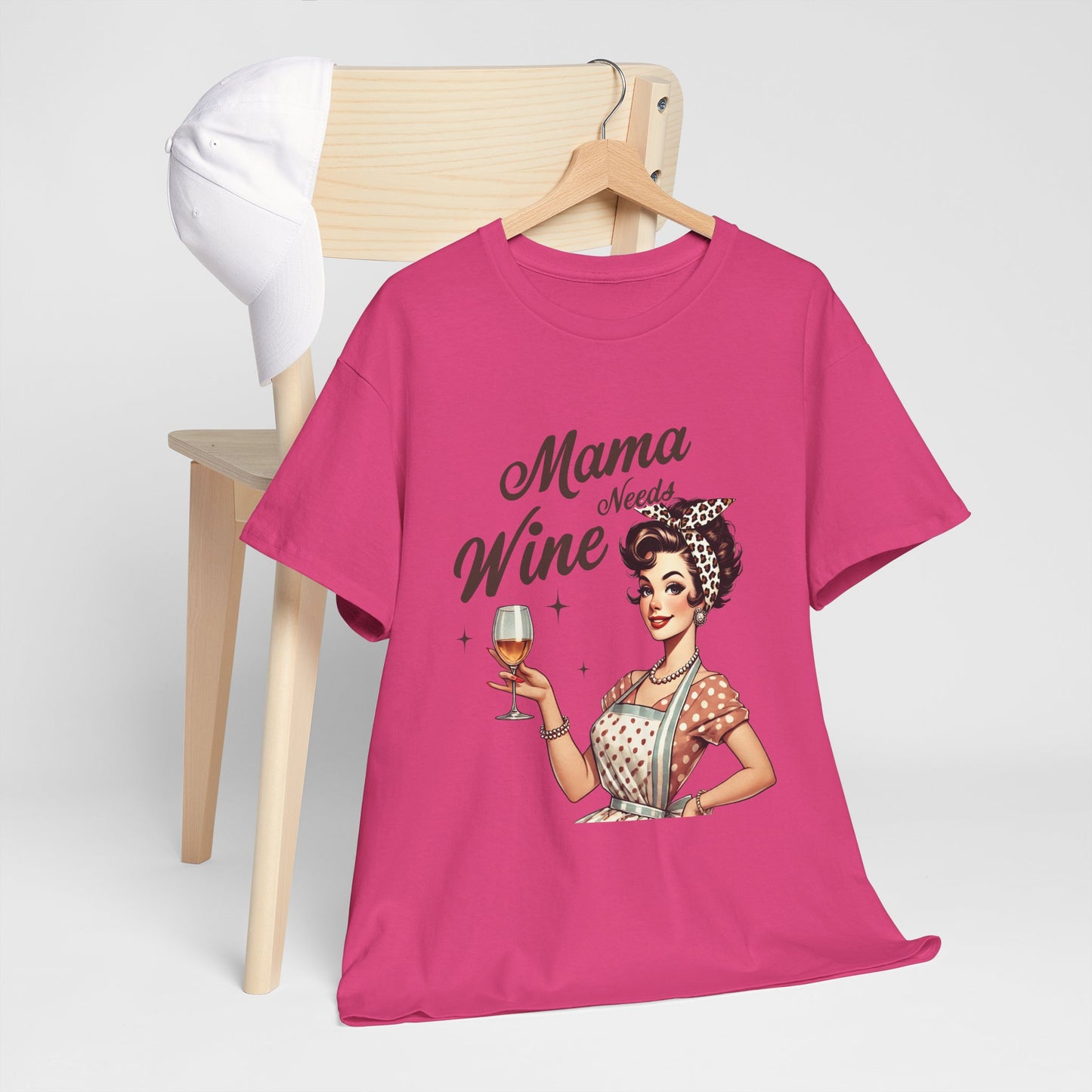 Mama Needs Wine Unisex Heavy Cotton Tee - Fun and Playful Gift for Wine Lovers